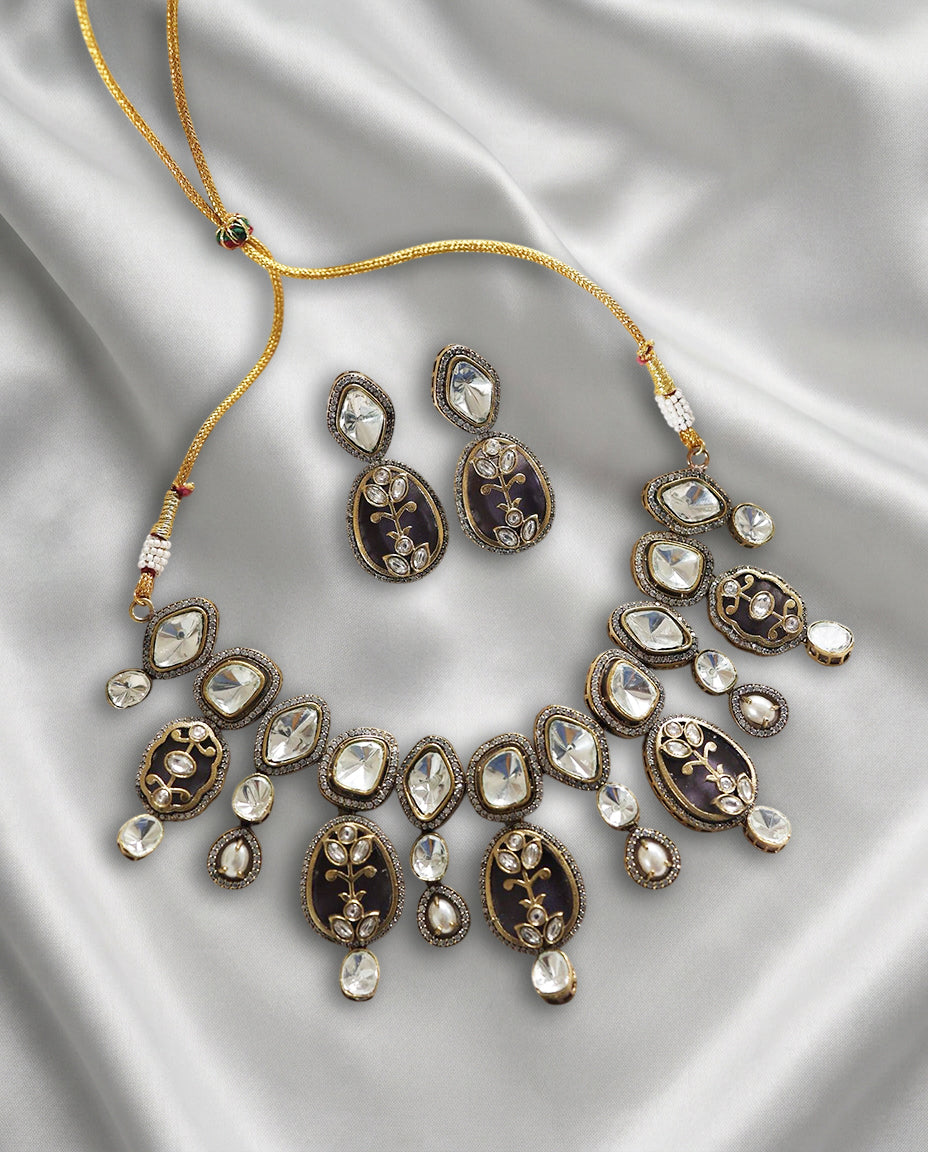 Royal Purple Polki Necklace Set