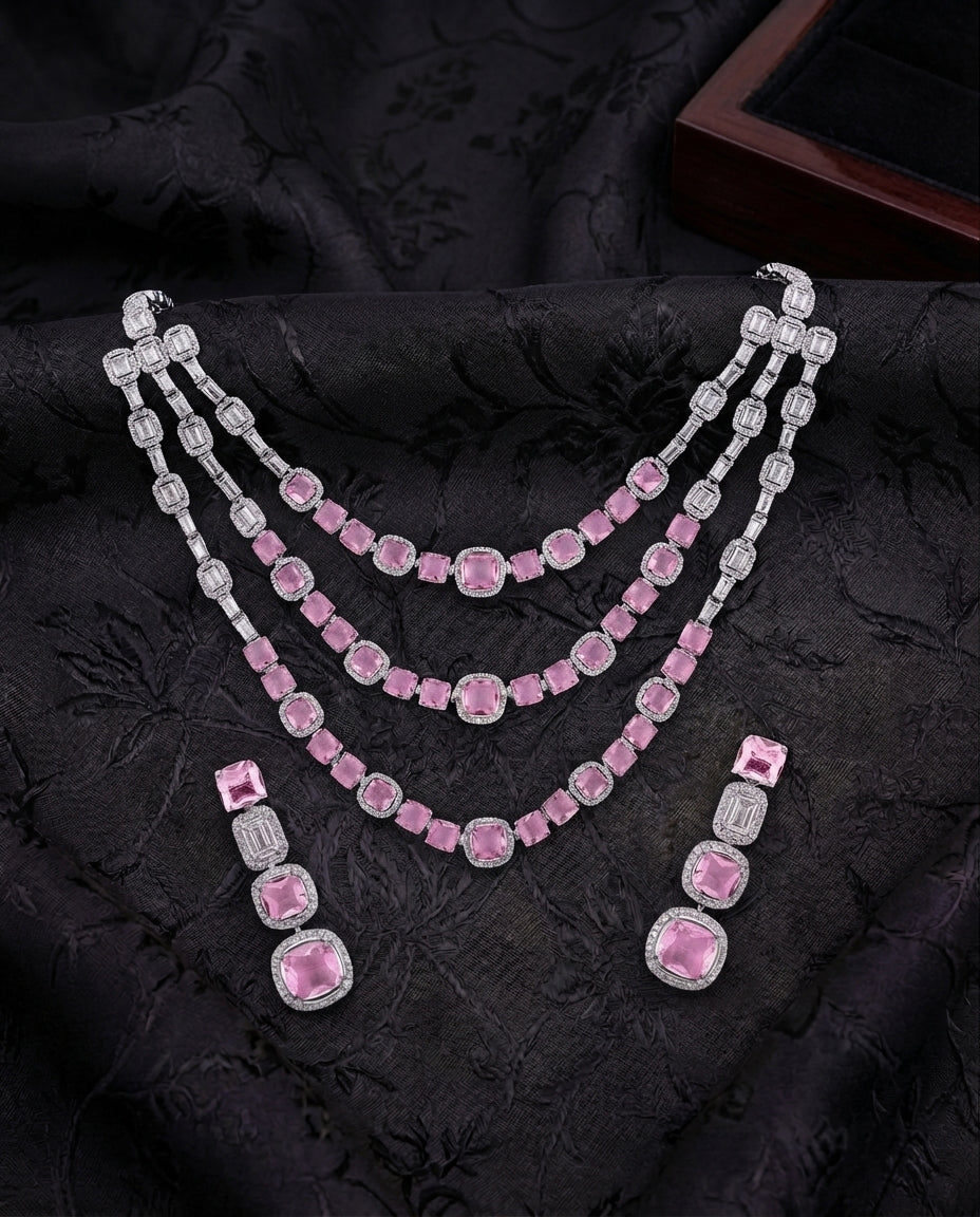 Blush Blossom Diamond Necklace Set