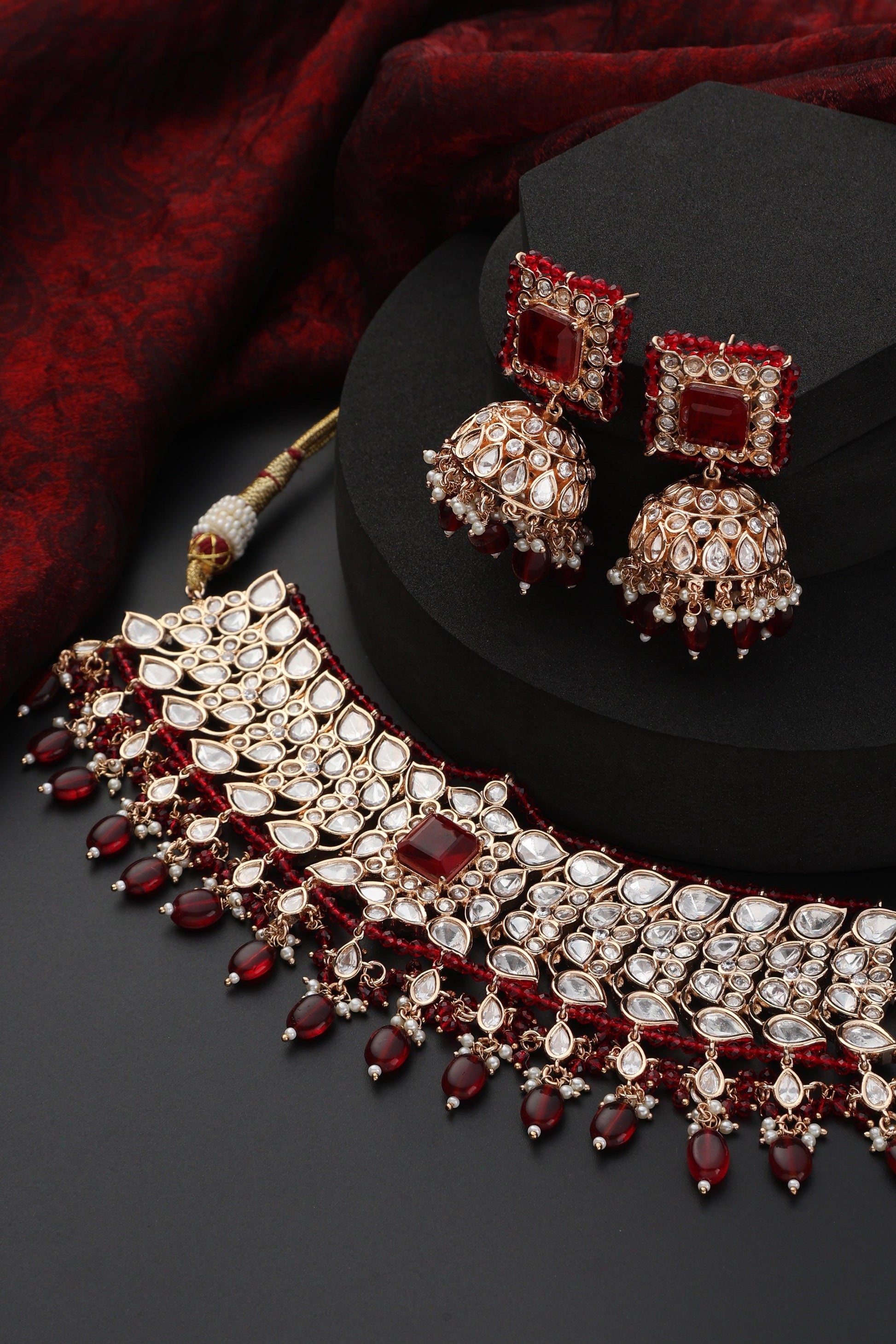 Regal Red Polki Choker set - Dyulokha
