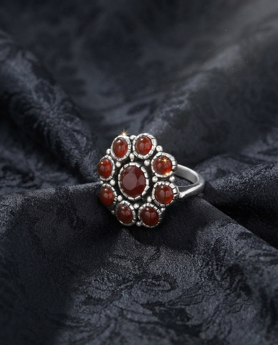 Blooming Flowery Carnelian Ring