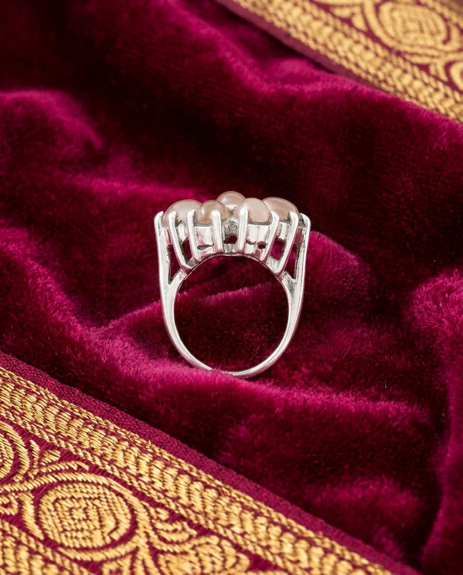 Blush Flowery Rose Quartz Ring