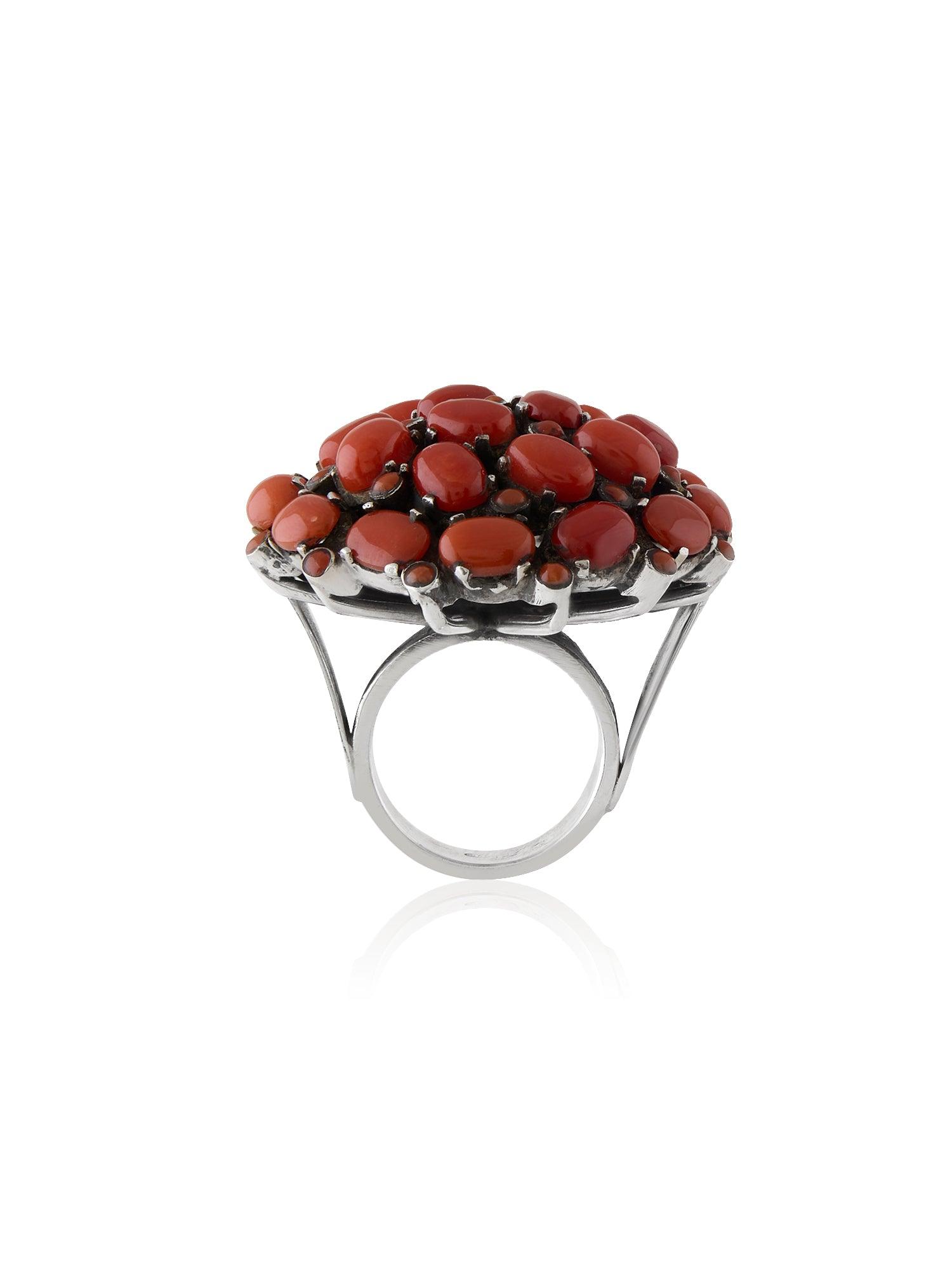 Oceanic Beauty Coral Statement Ring - Dyulokha