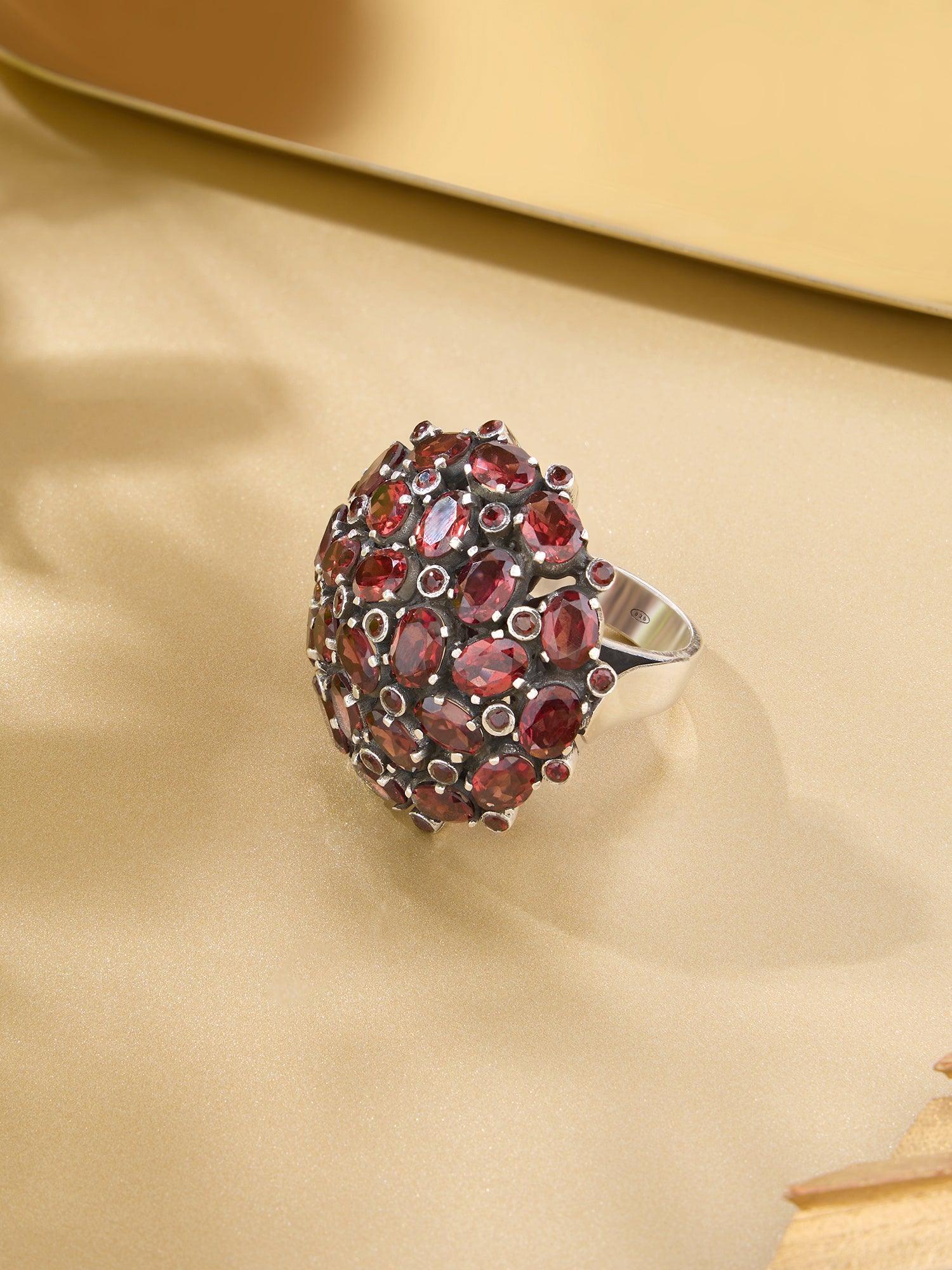 Striking Statement Garnet Ring - Dyulokha