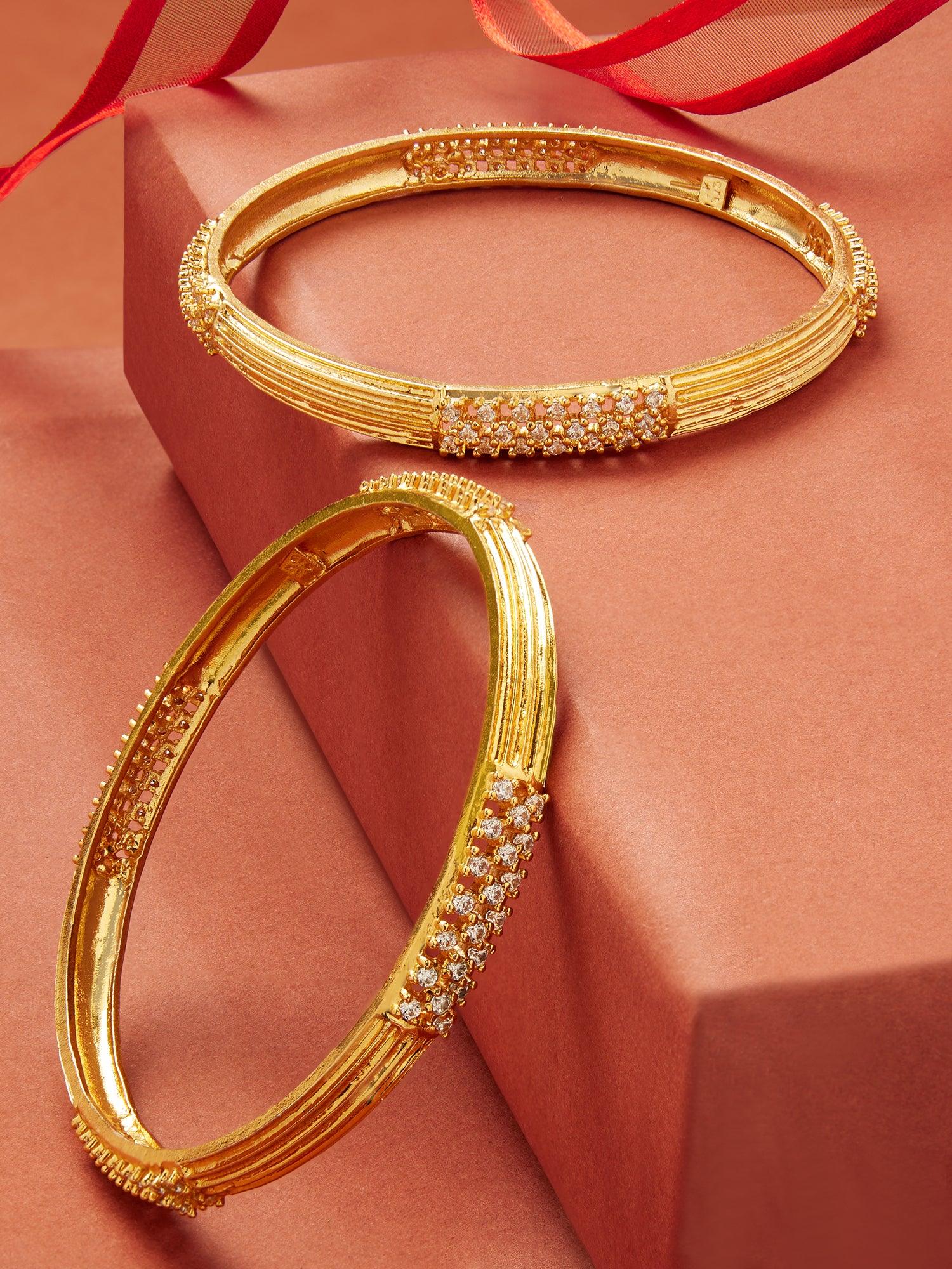 Gleaming Grace CZ Silver Bangles - Dyulokha