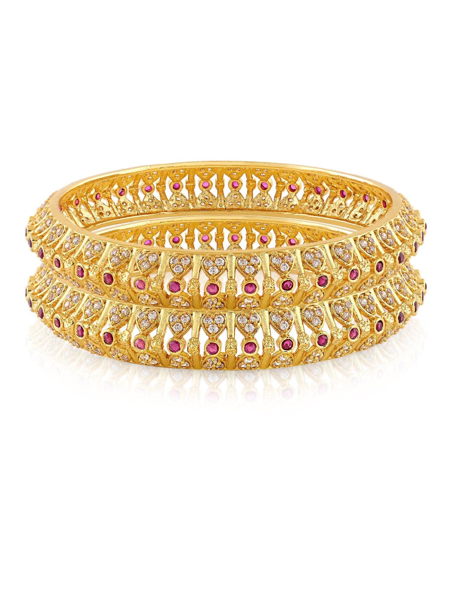 Luxe Ruby Glow Bangles - Dyulokha