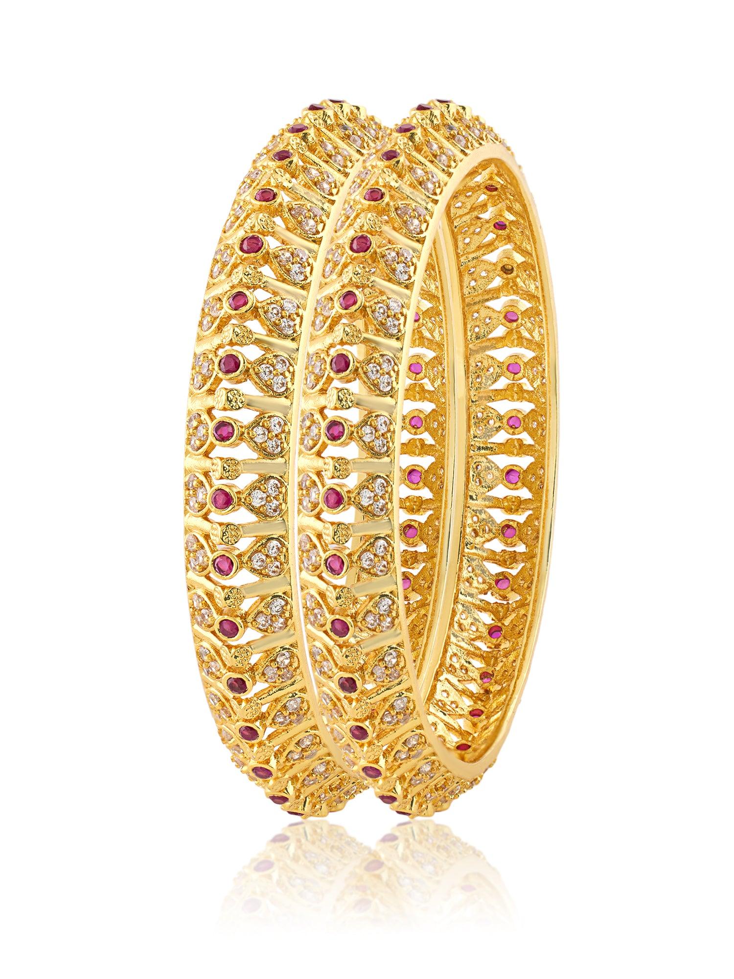 Luxe Ruby Glow Bangles - Dyulokha