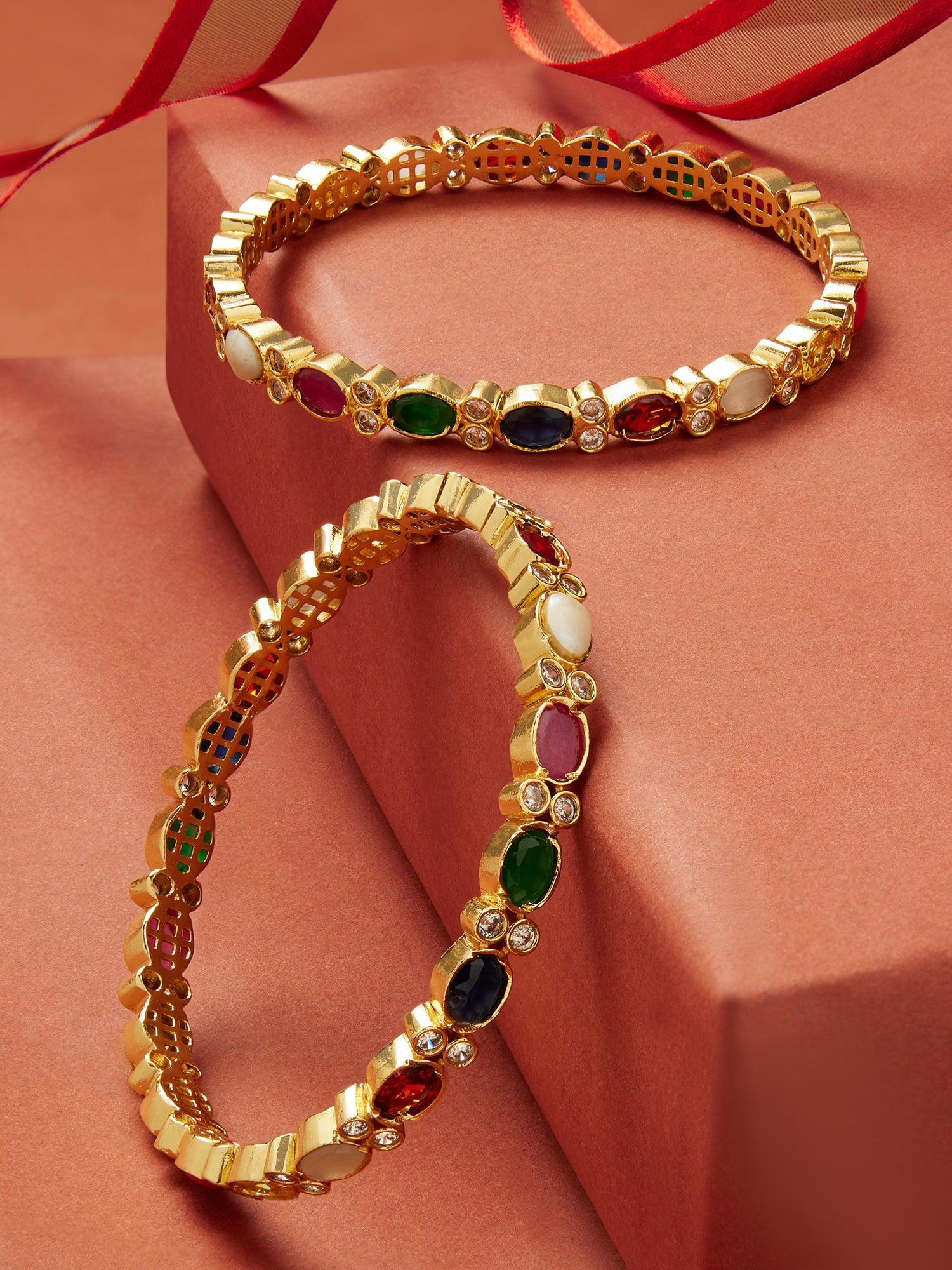 Colorful Heritage Navratan Bangles - Dyulokha