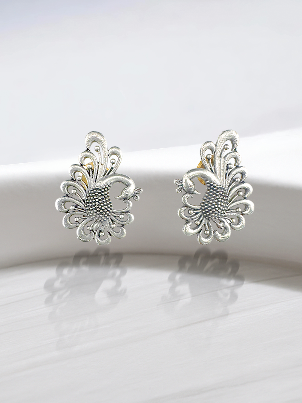 Dancing Peacock Studs