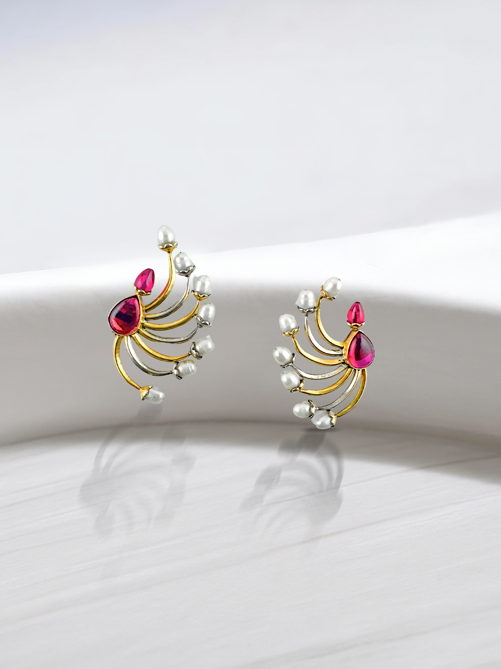 Dancing Ruby Pearl Earrings