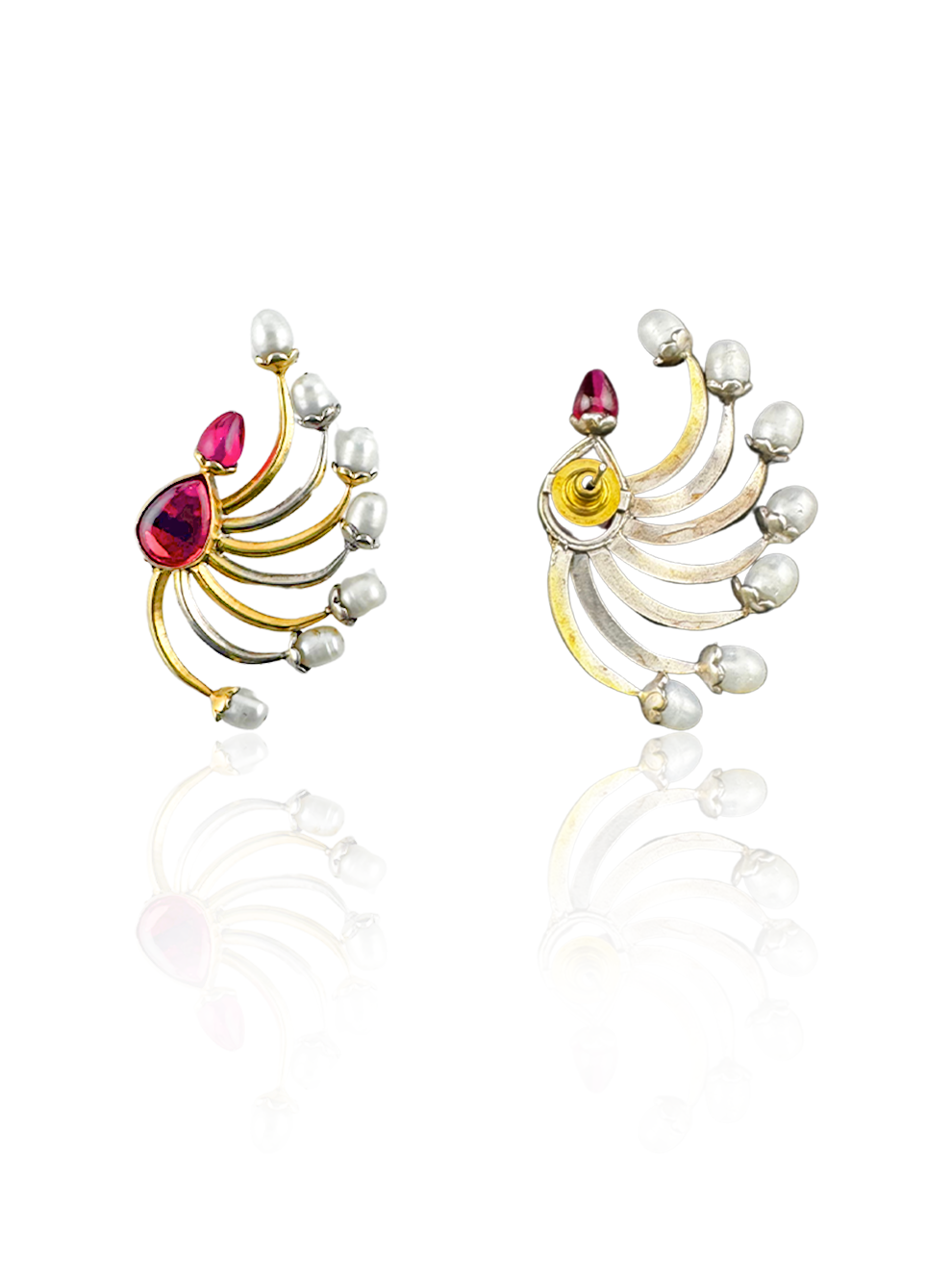 Dancing Ruby Pearl Earrings