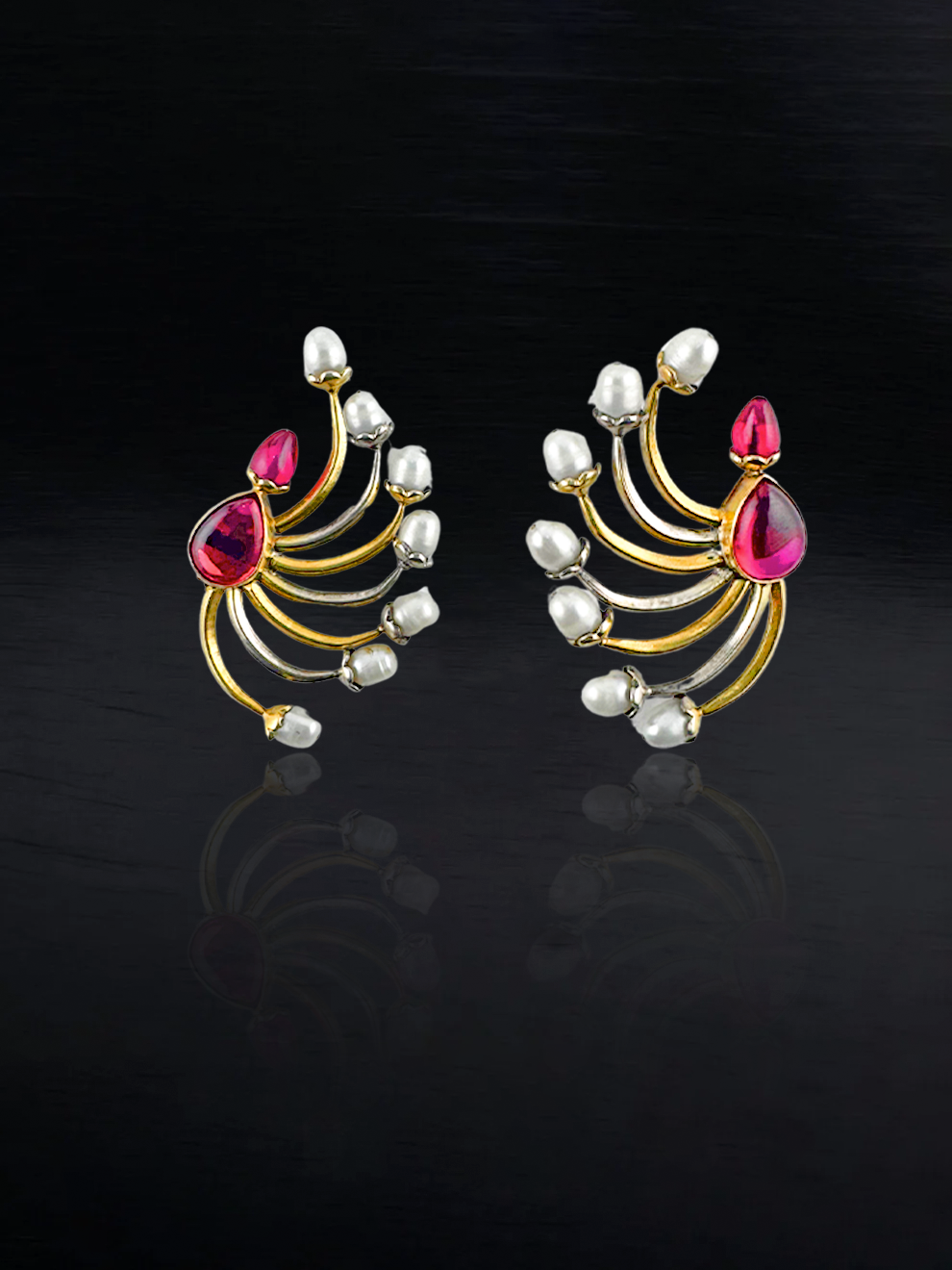 Dancing Ruby Pearl Earrings