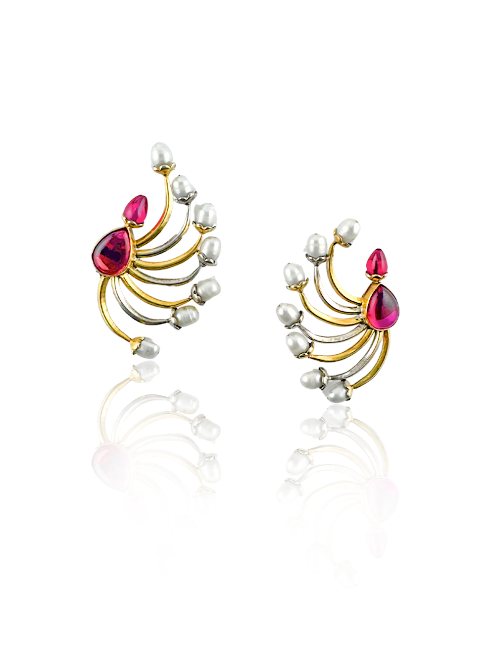 Dancing Ruby Pearl Earrings