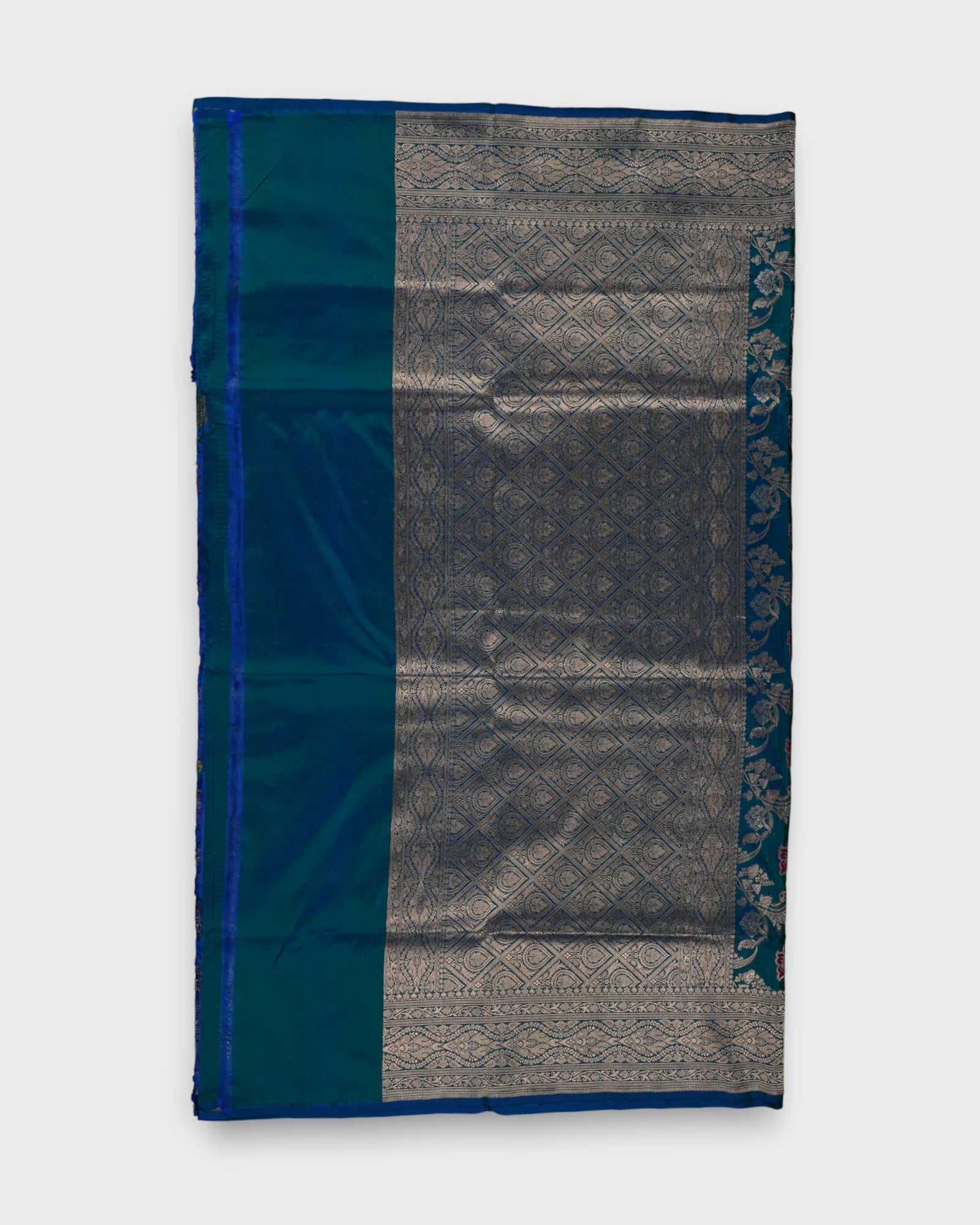 Peacock Green Katan Silk Banaras Minakari Saree