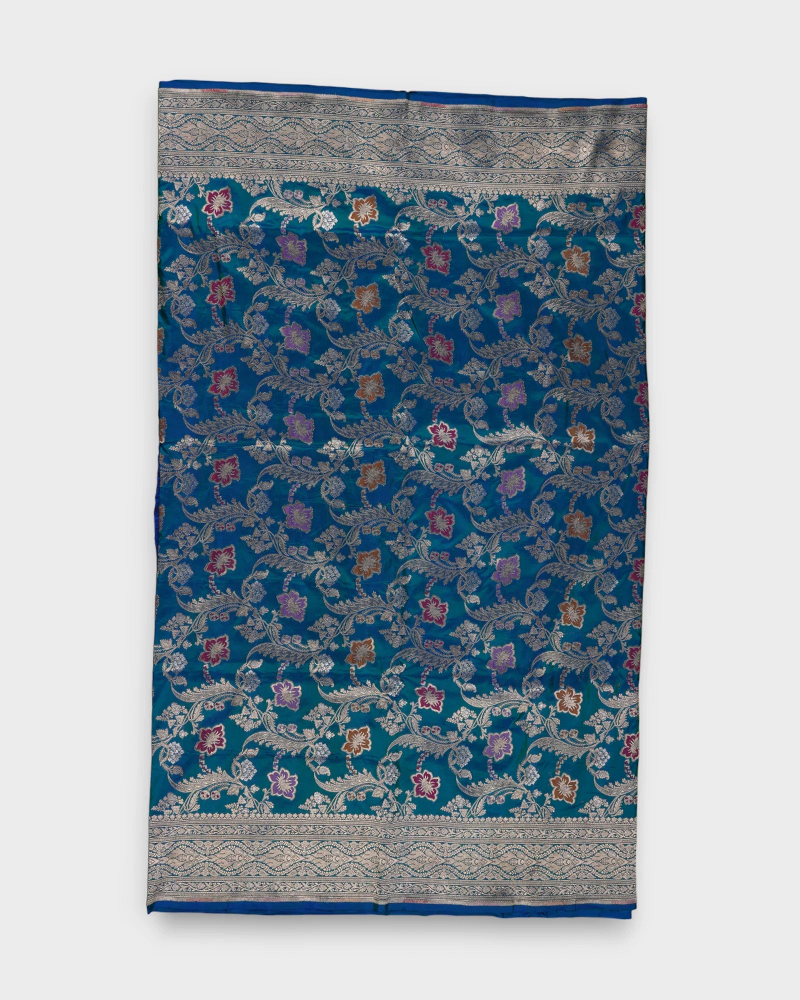 Peacock Green Katan Silk Banaras Minakari Saree