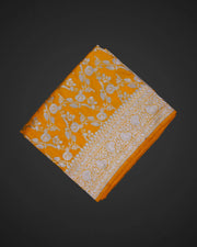 Yellow Katan Banaras Saree With Jallar Art