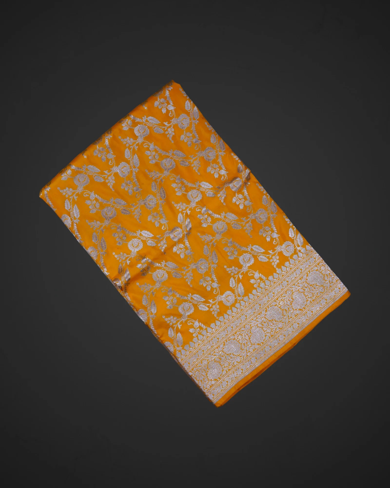 Yellow Katan Banaras Saree With Jallar Art