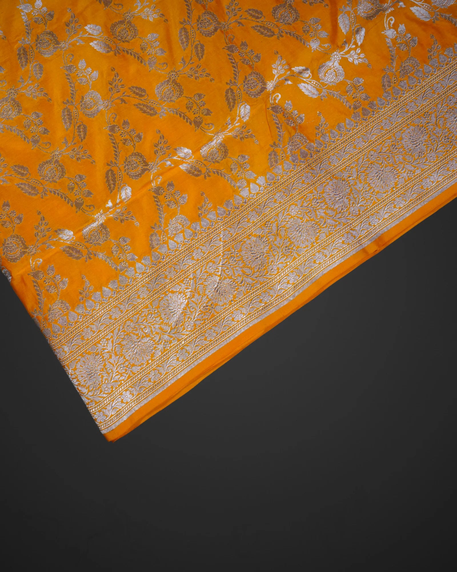 Yellow Katan Banaras Saree With Jallar Art