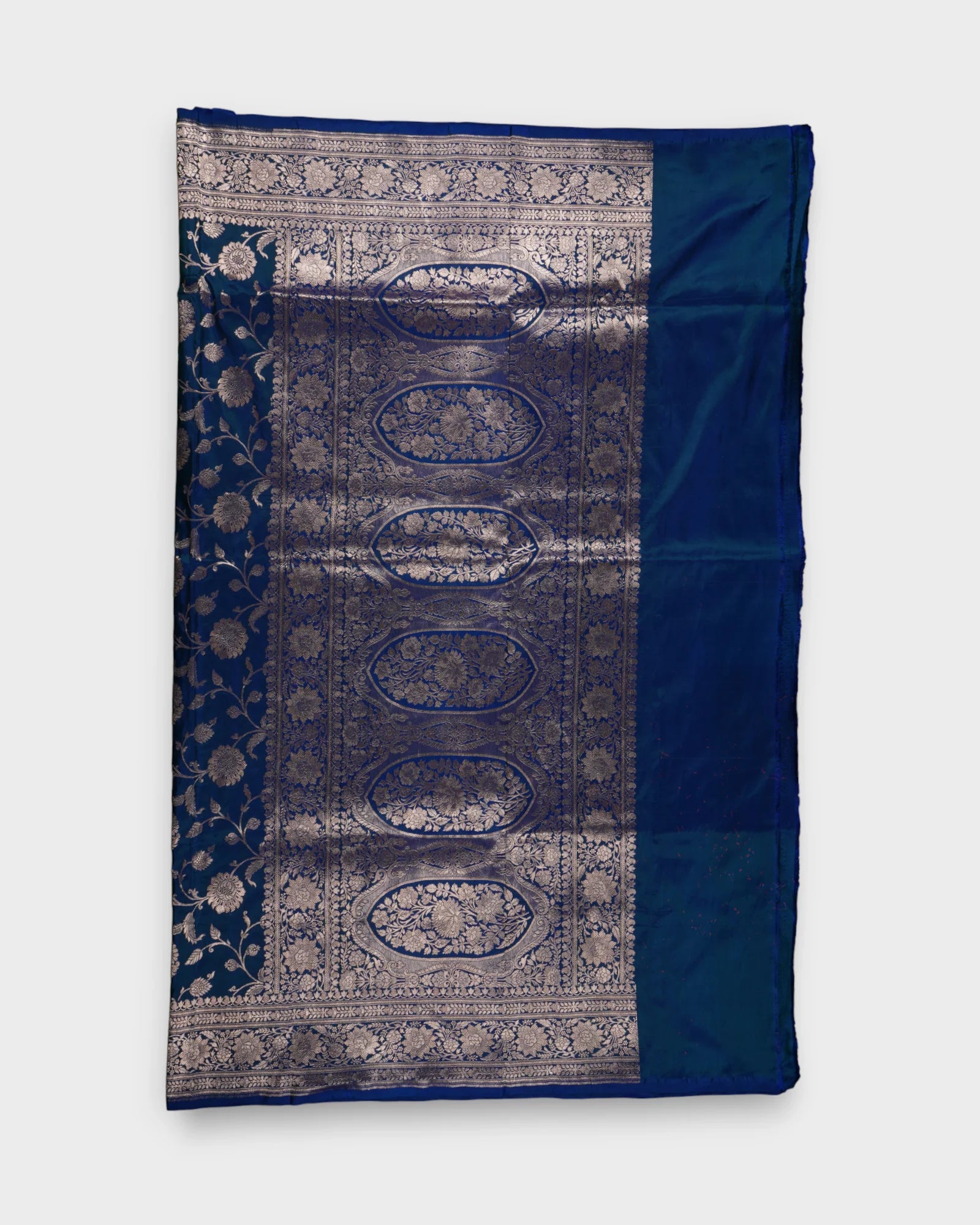 Peacock Blue Katan Silk Saree