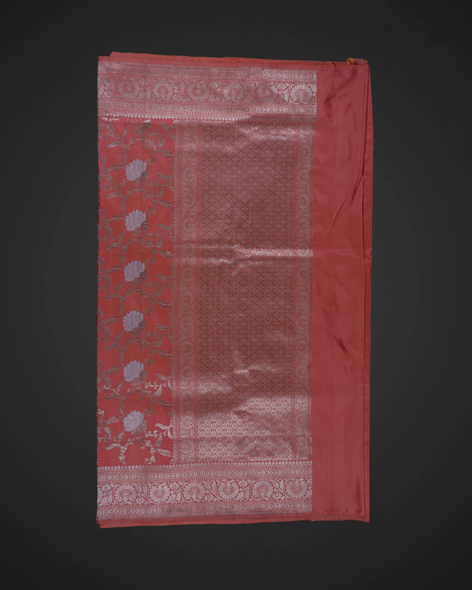 Light Orange Banarasi Katan Silk Woven Saree