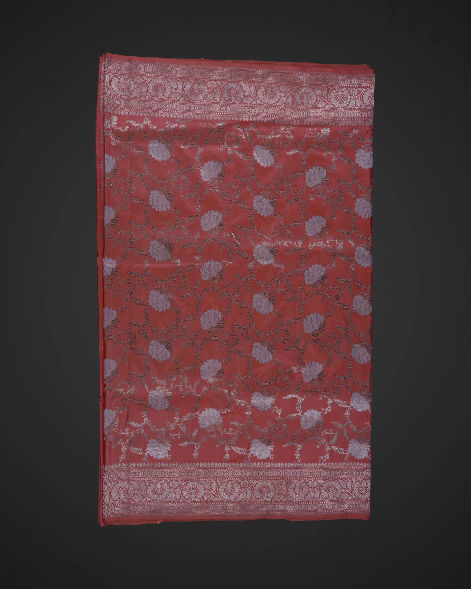 Light Orange Banarasi Katan Silk Woven Saree