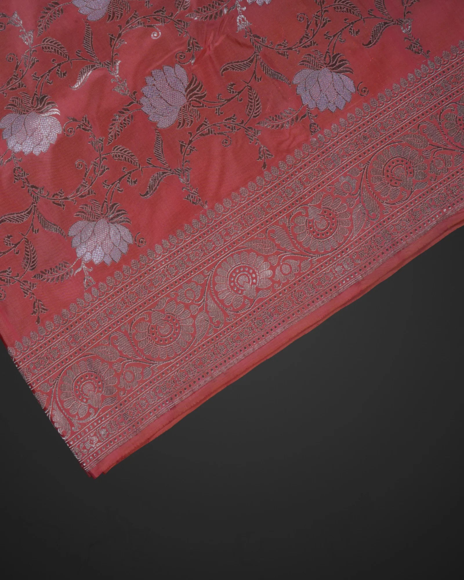 Light Orange Banarasi Katan Silk Woven Saree