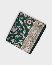 Bottle Green Katan Silk Banaras Saree
