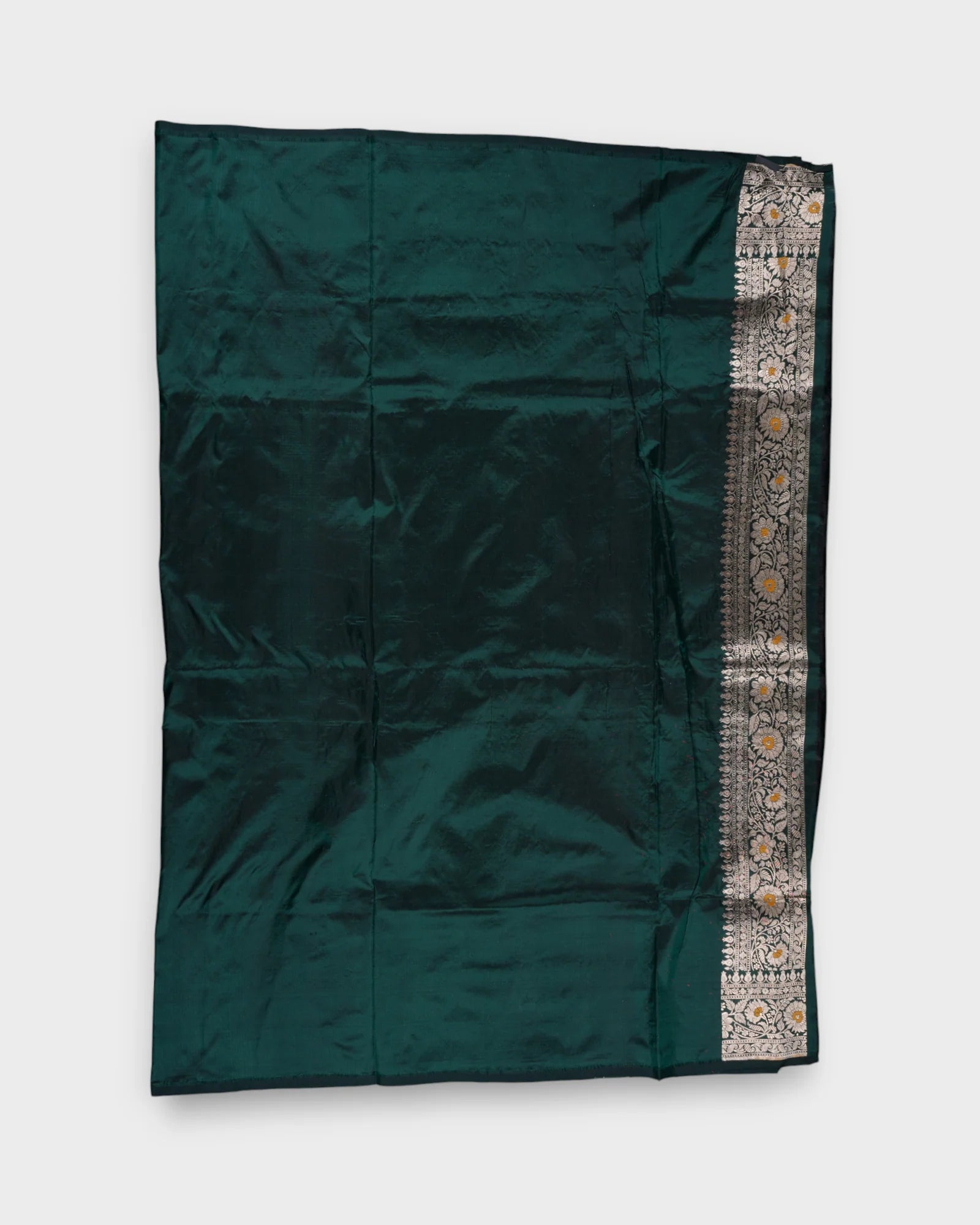 Bottle Green Katan Silk Banaras Saree