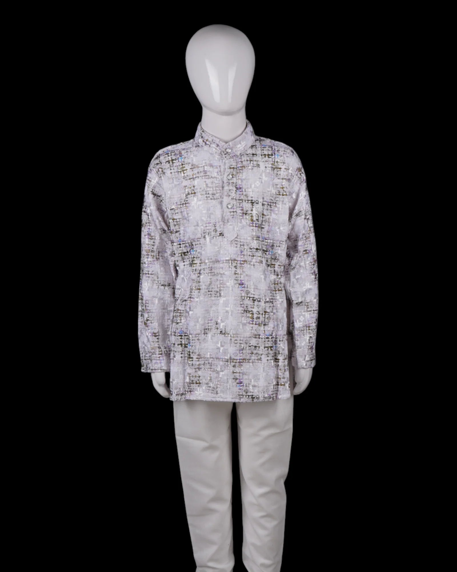 Blue Cotton Thread Embroidered Kurta Pajama Set
