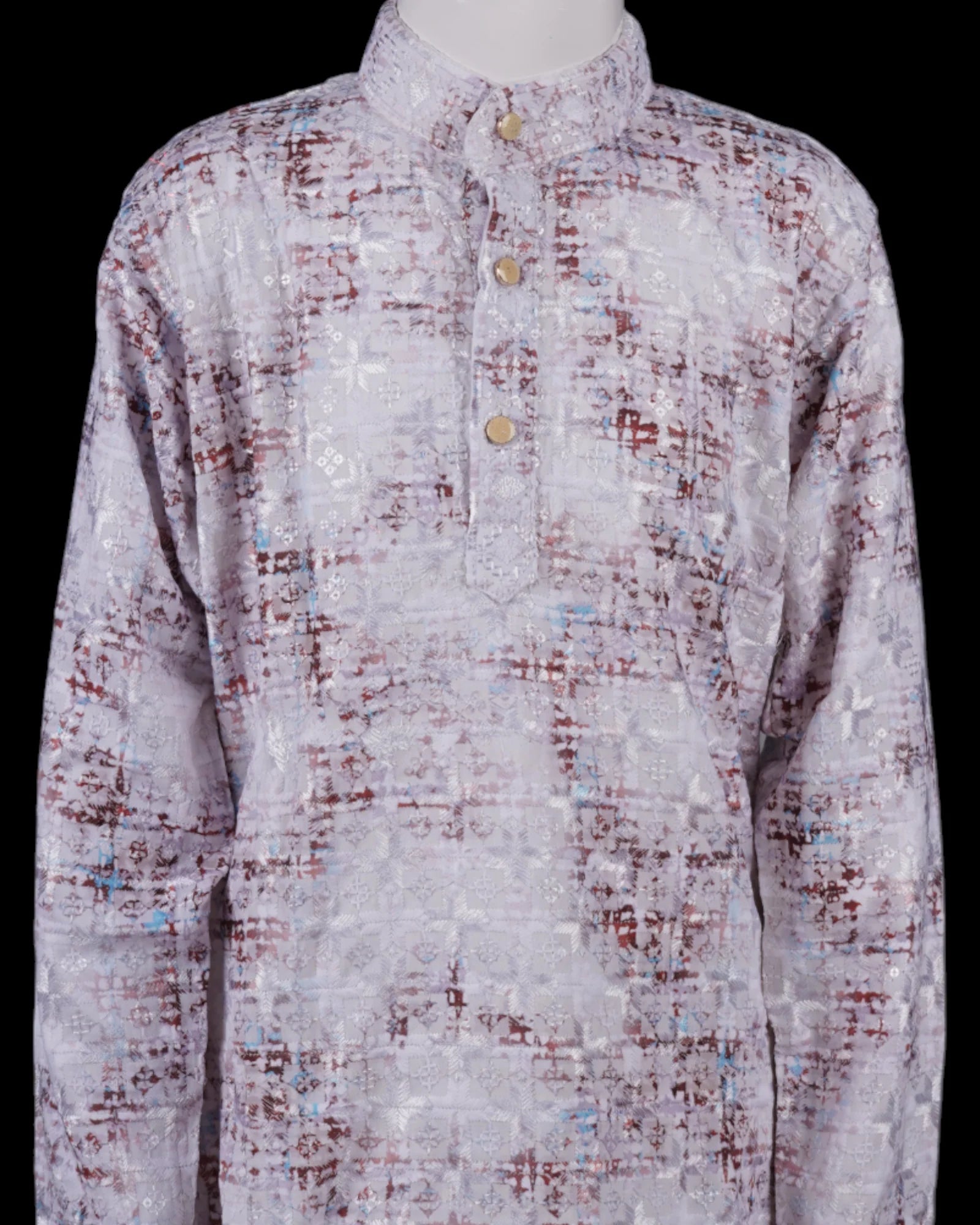 Blue Cotton Thread Embroidered Kurta Pajama Set