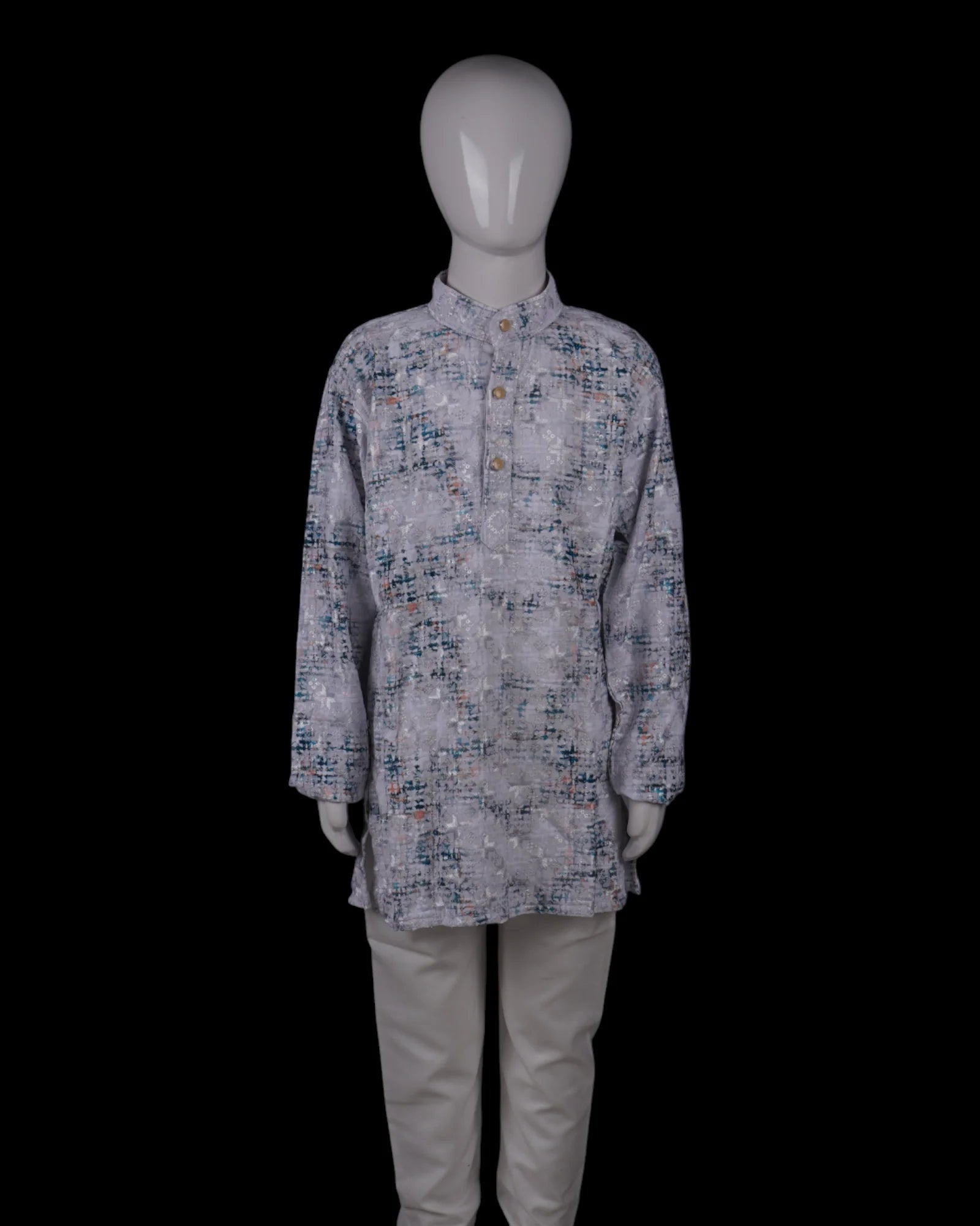 Blue Cotton Thread Embroidered Kurta Pajama Set