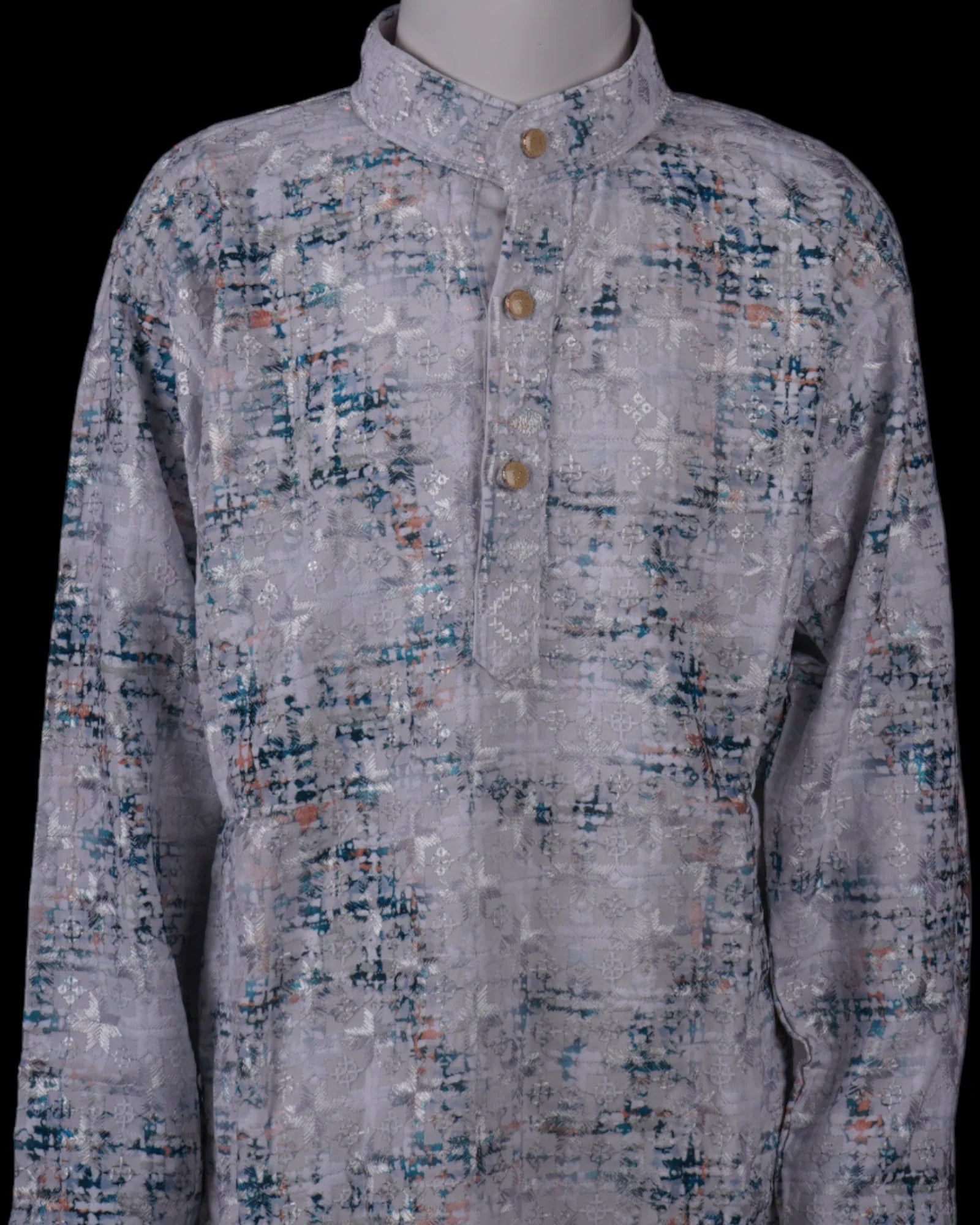 Blue Cotton Thread Embroidered Kurta Pajama Set