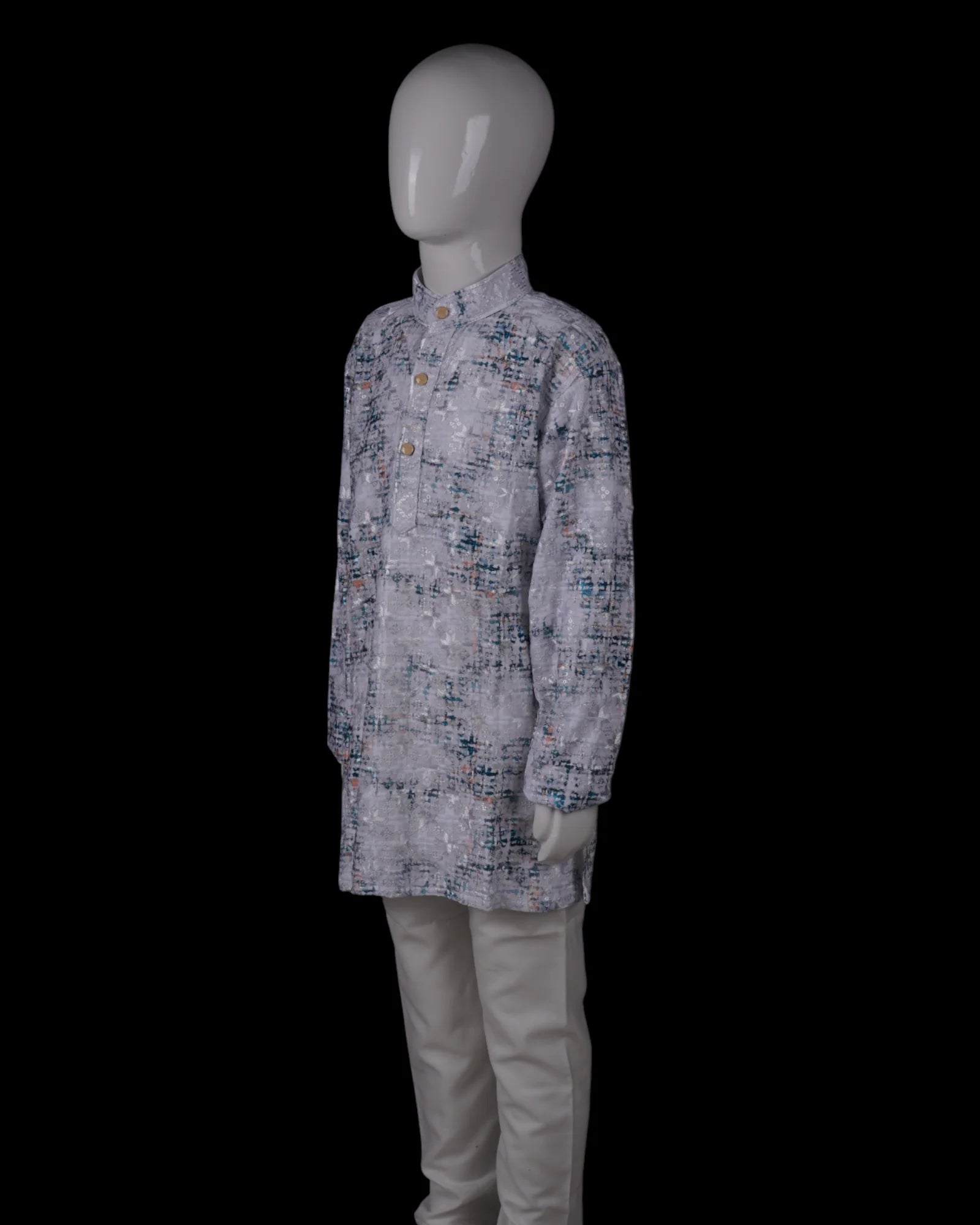 Blue Cotton Thread Embroidered Kurta Pajama Set