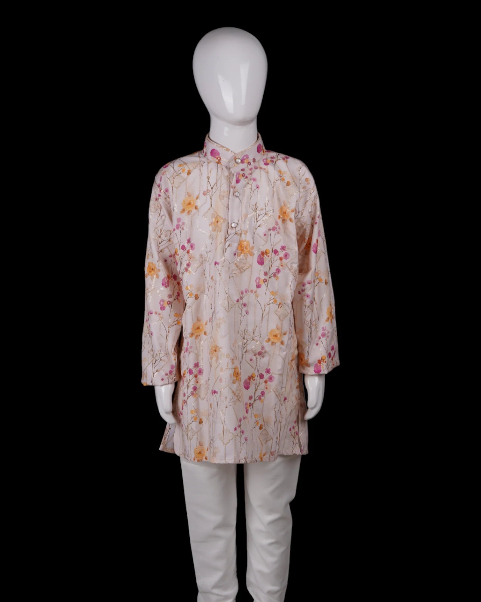 Floral Sequins Embroidered Cotton Kurta Pajama