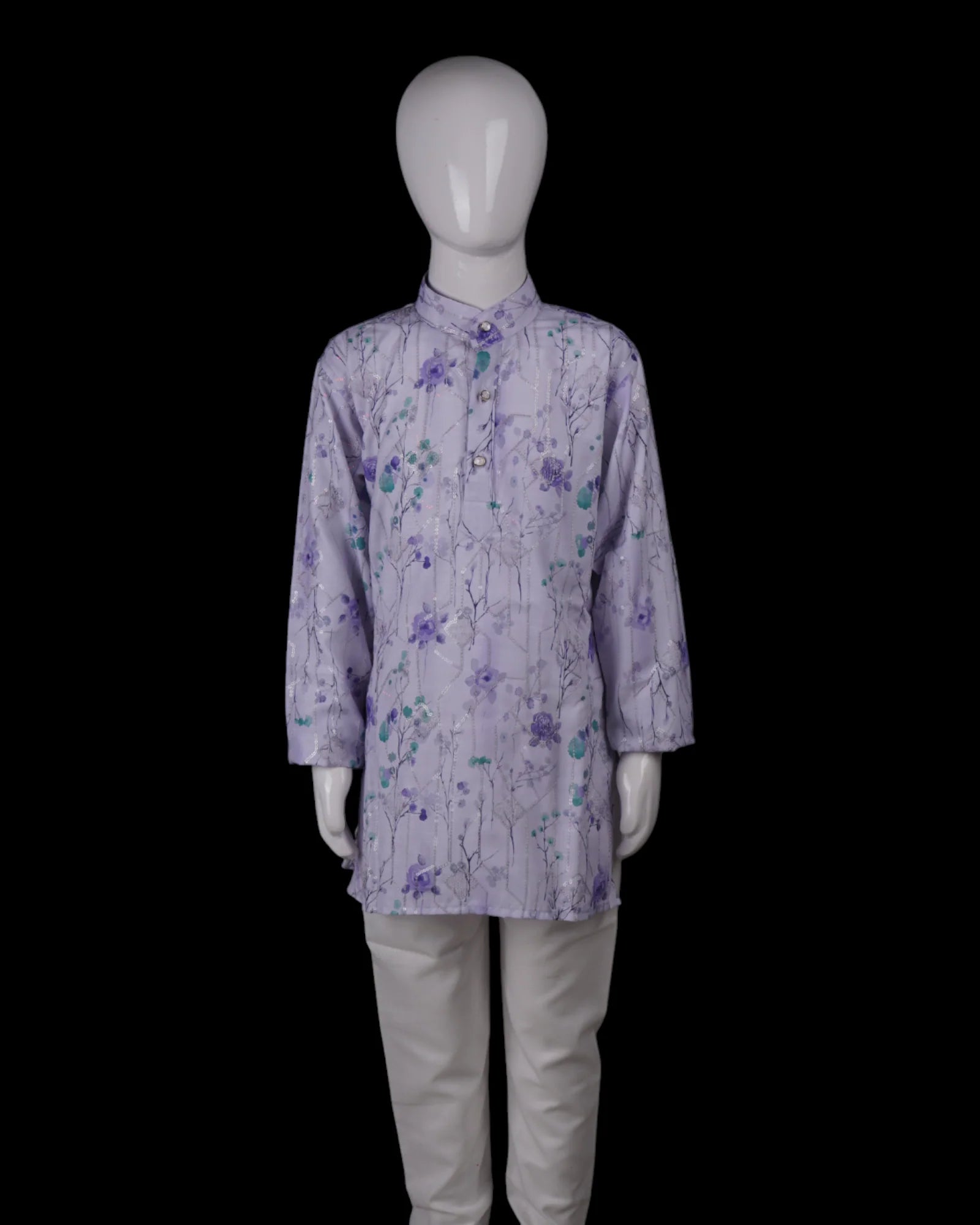 Floral Sequins Embroidered Cotton Kurta Pajama