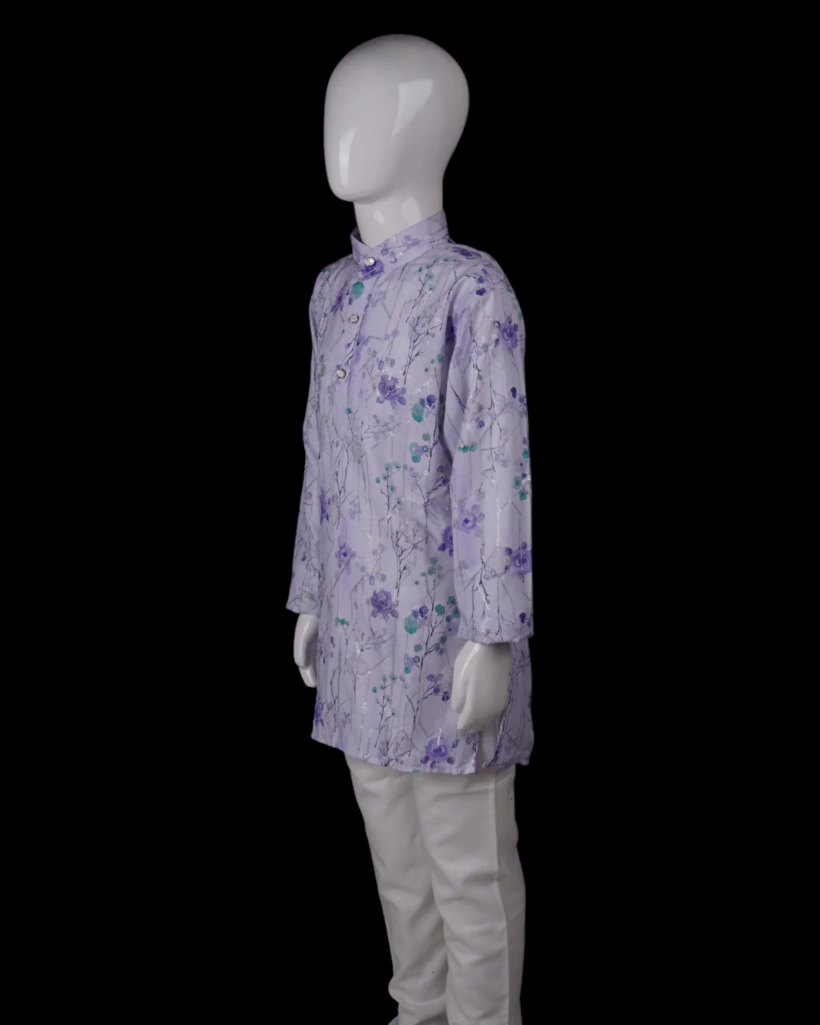Floral Sequins Embroidered Cotton Kurta Pajama