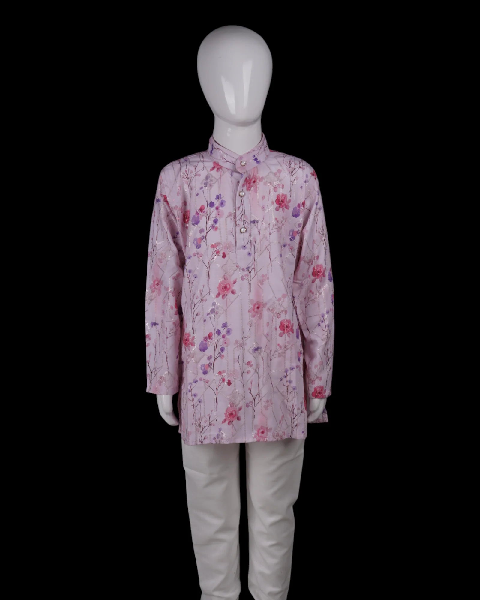 Floral Sequins Embroidered Cotton Kurta Pajama