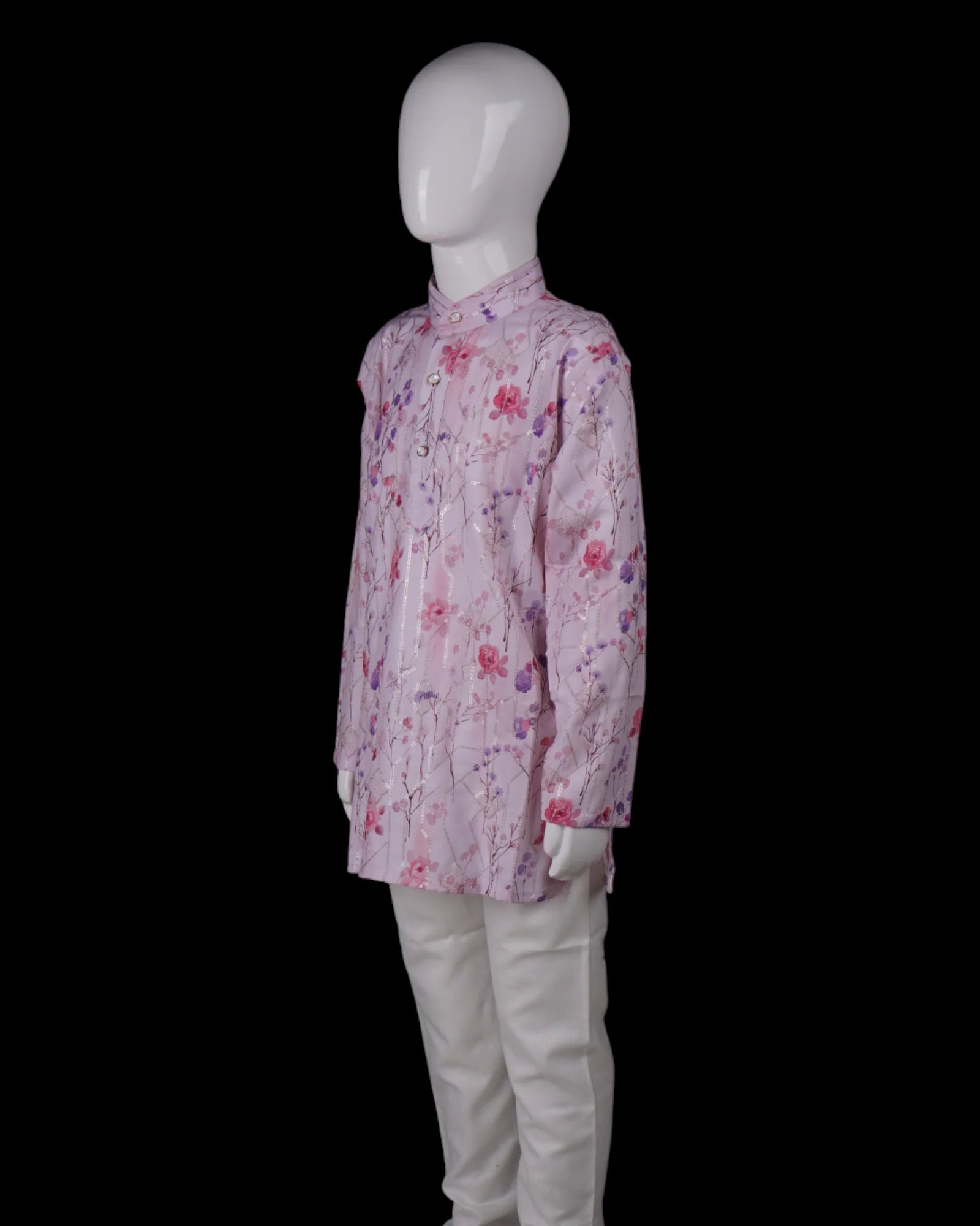 Floral Sequins Embroidered Cotton Kurta Pajama