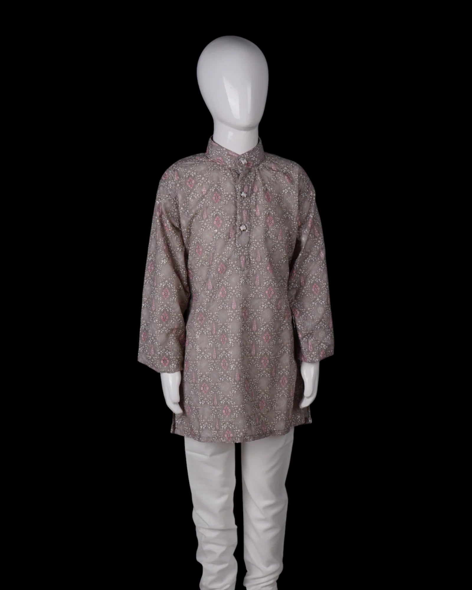 Geometric Embroidered Cotton Kurta Pajama Set