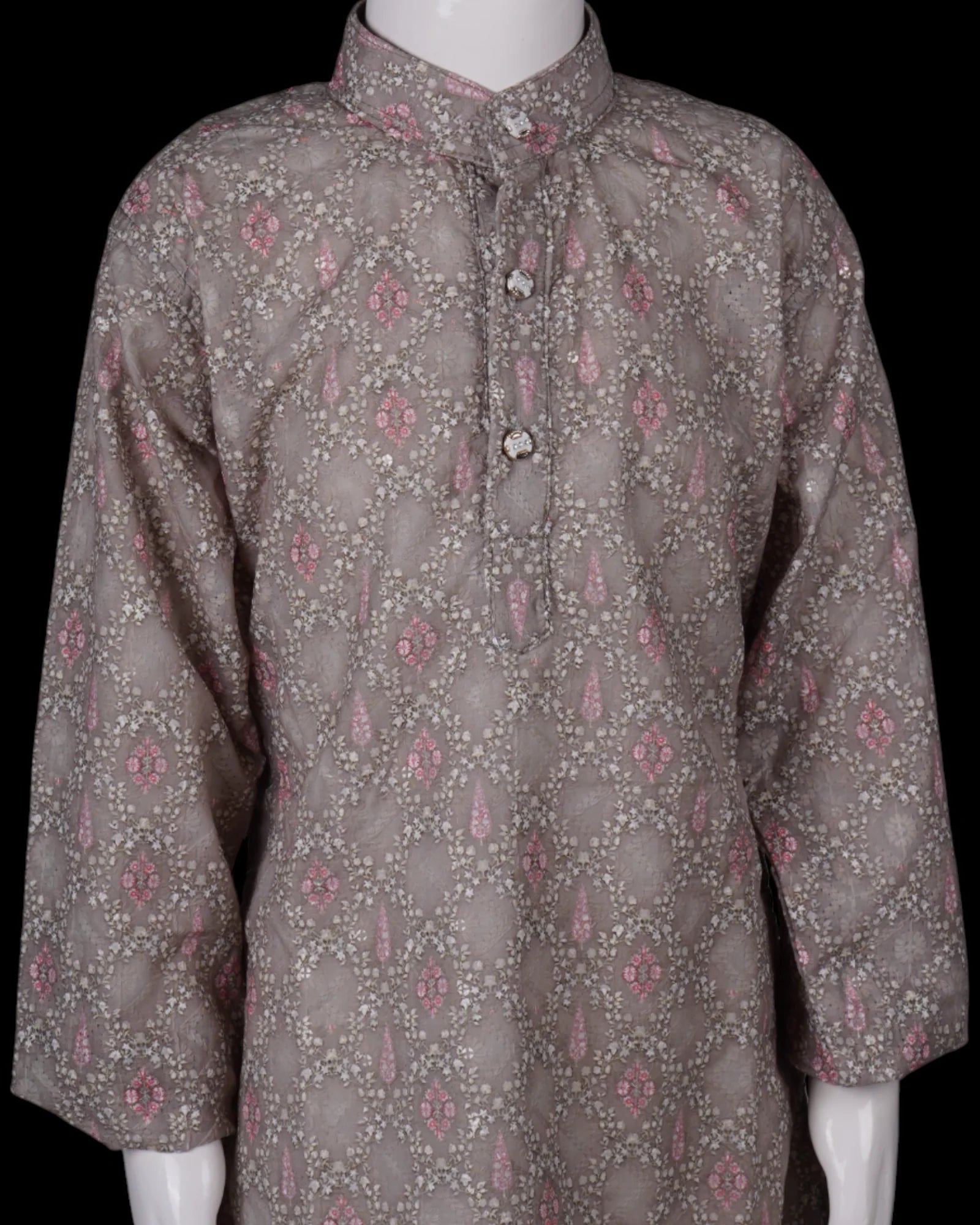 Geometric Embroidered Cotton Kurta Pajama Set