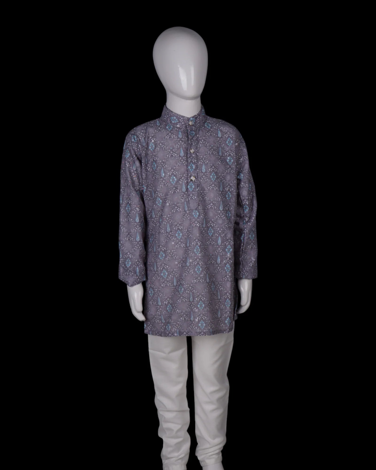 Geometric Embroidered Cotton Kurta Pajama Set