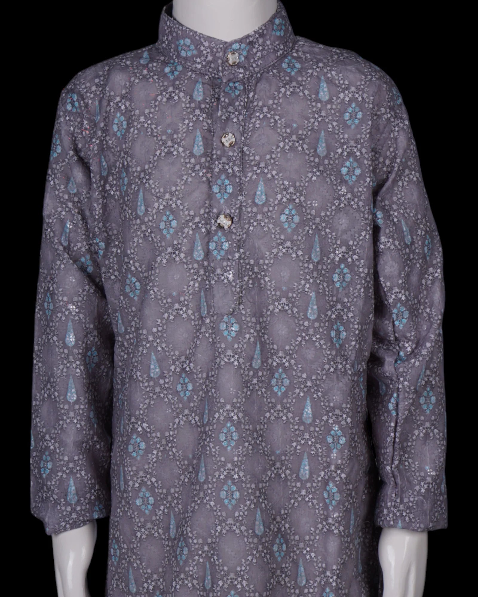 Geometric Embroidered Cotton Kurta Pajama Set
