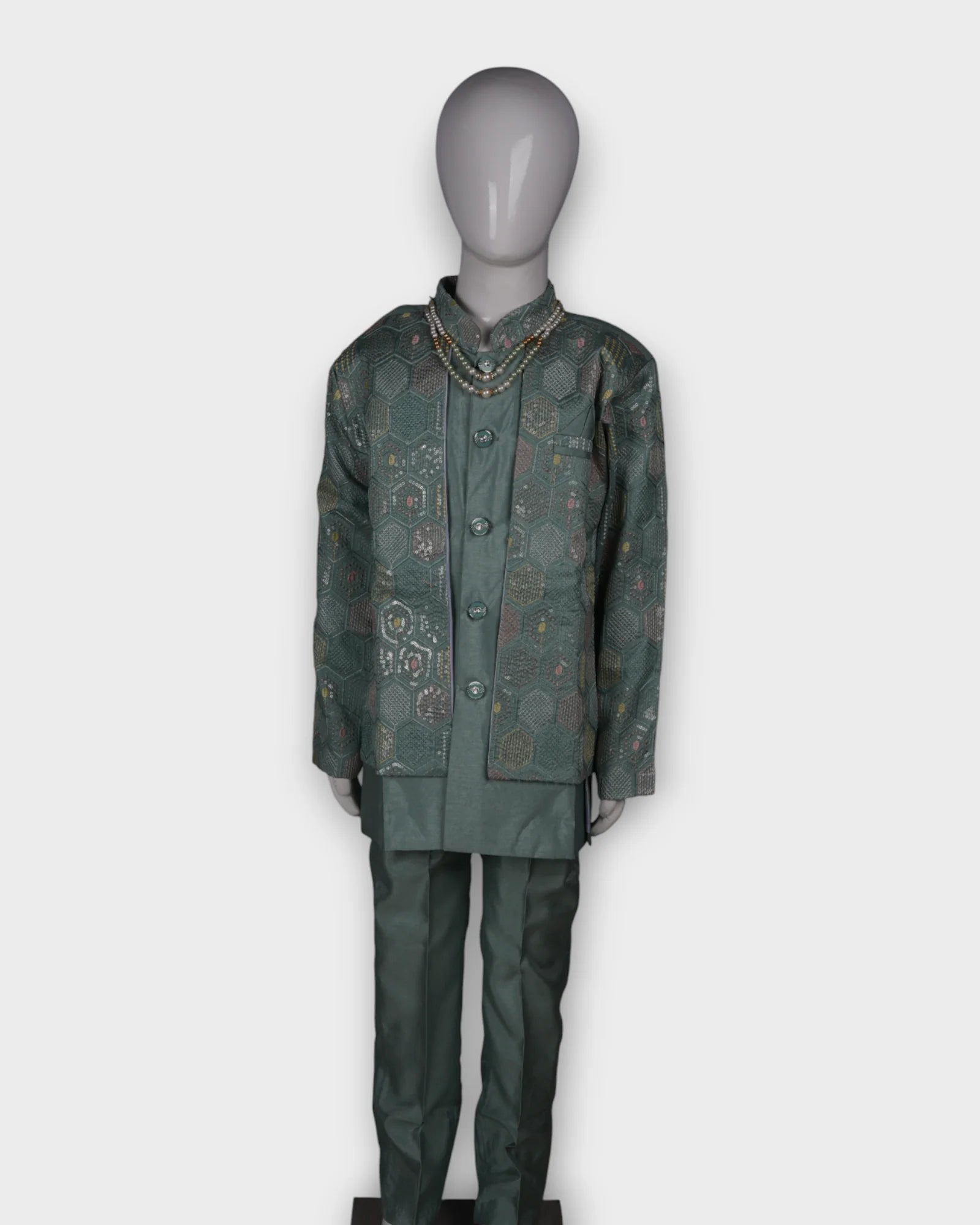 Transform your presence in this exquisite embroidered sherwani