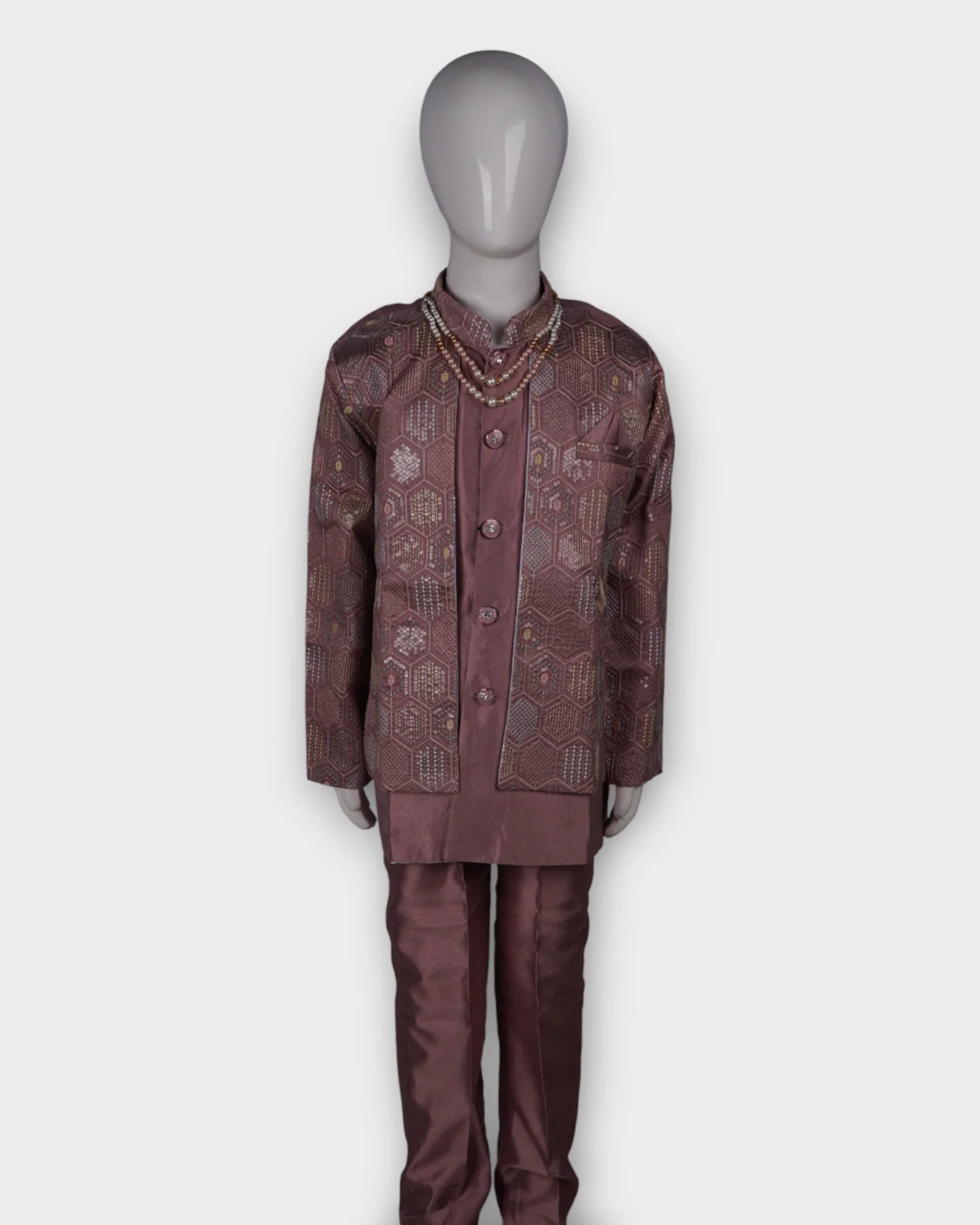 Transform your presence in this exquisite embroidered sherwani