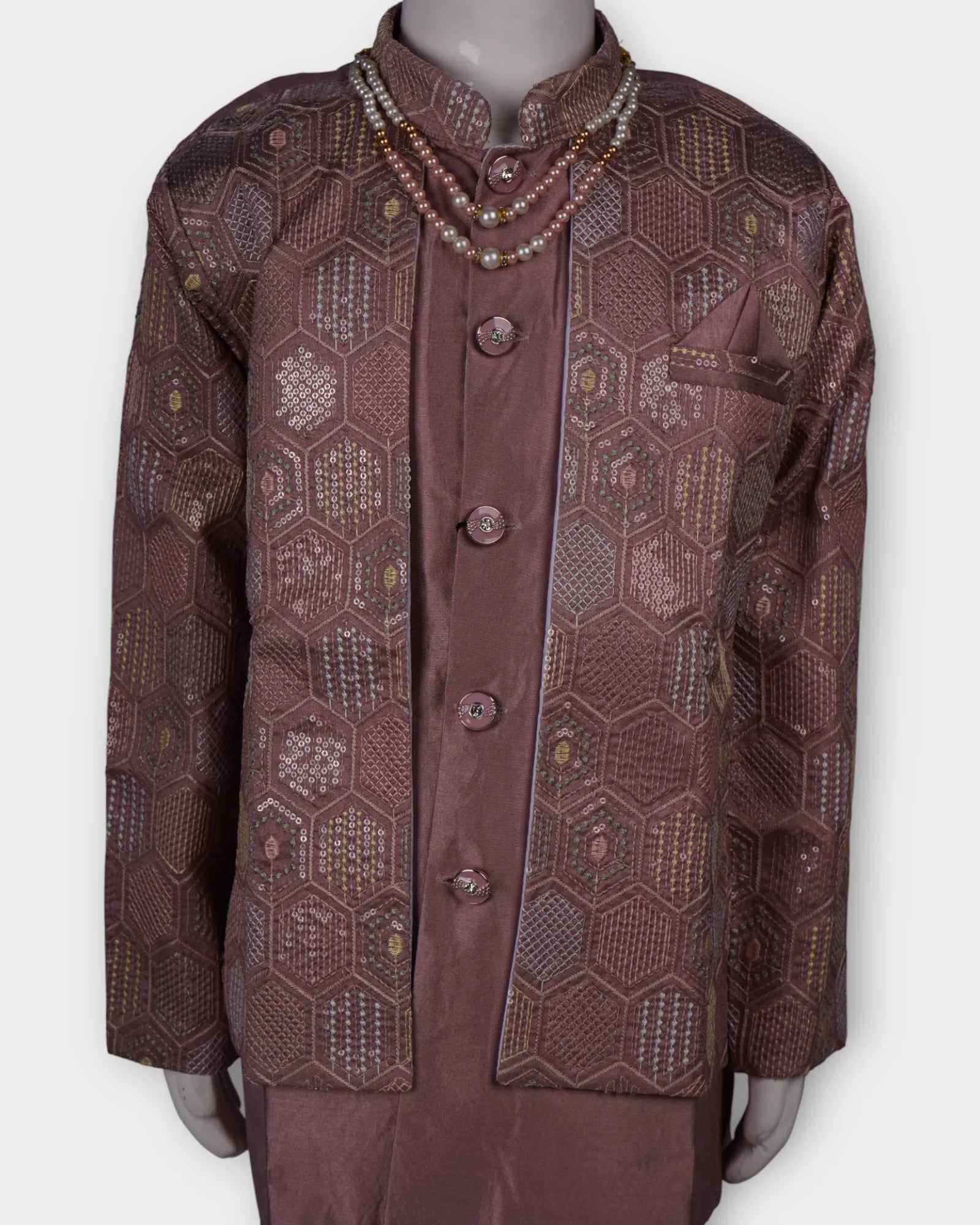 Transform your presence in this exquisite embroidered sherwani