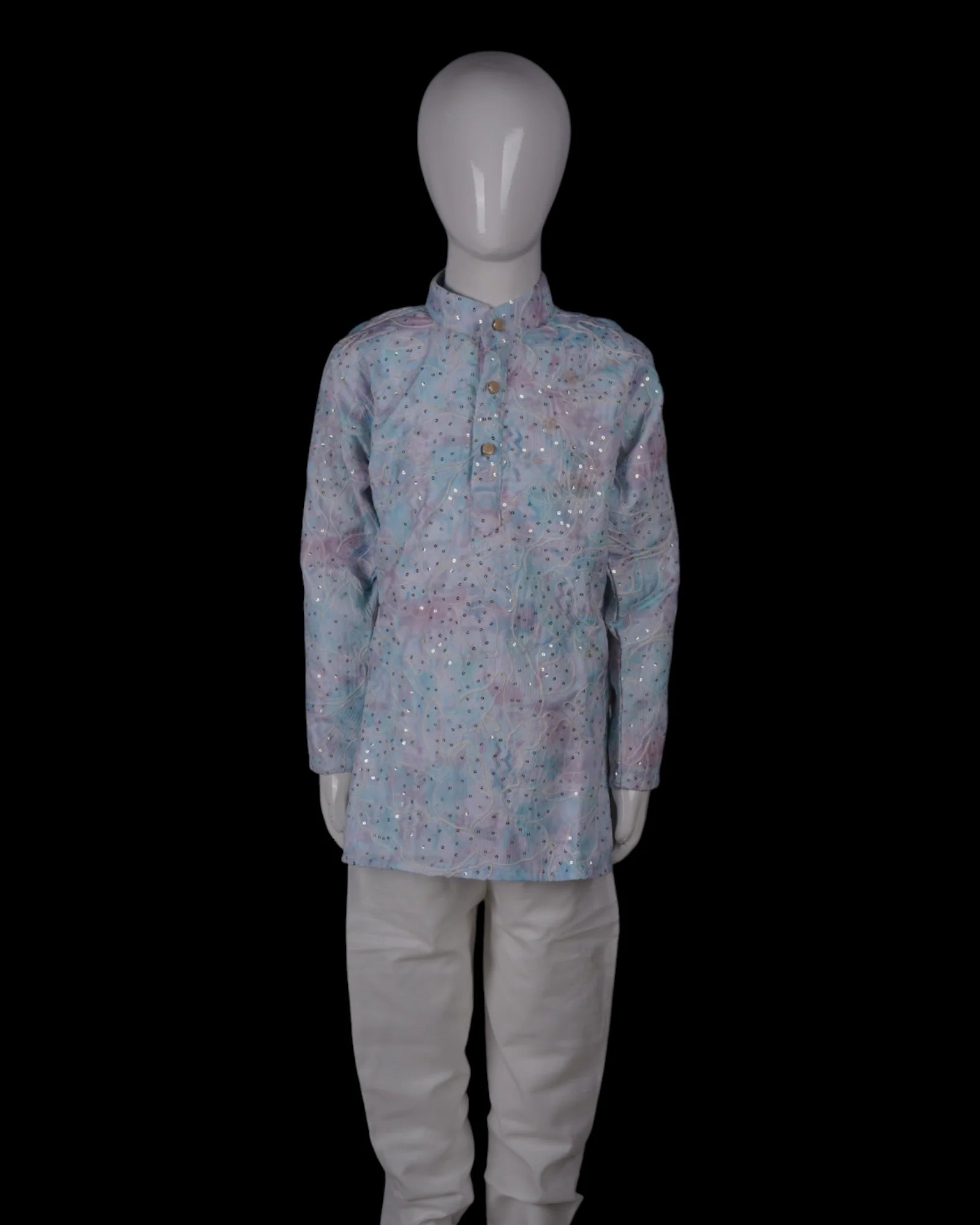 Blue Cotton Shibori Embroidered Kurta Pajama Set