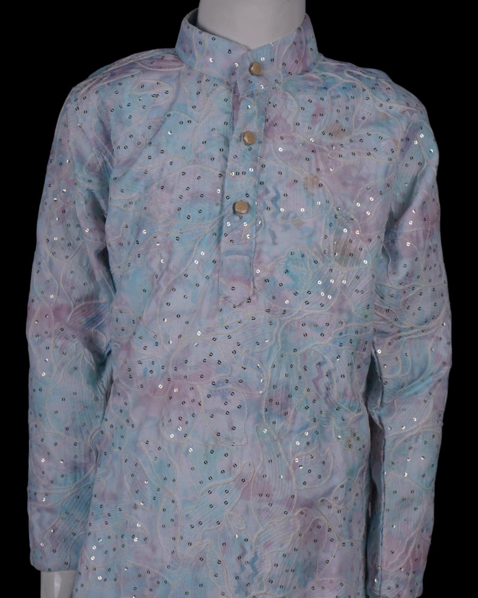Blue Cotton Shibori Embroidered Kurta Pajama Set