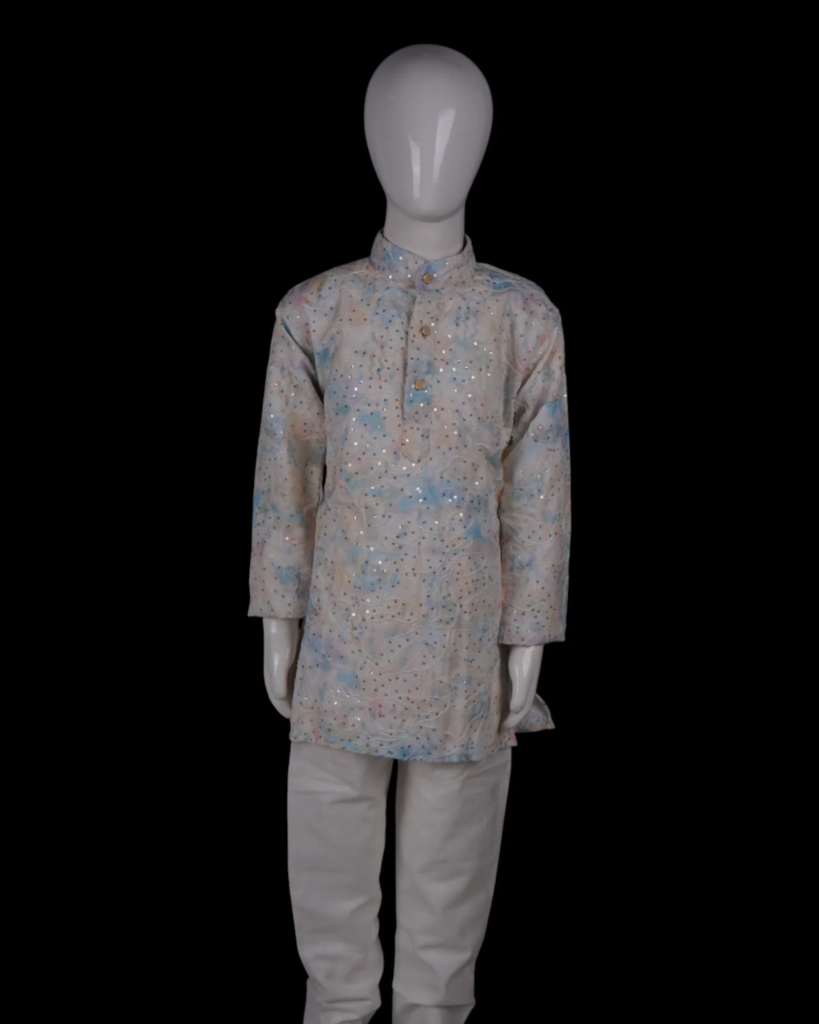 Blue Cotton Shibori Embroidered Kurta Pajama Set