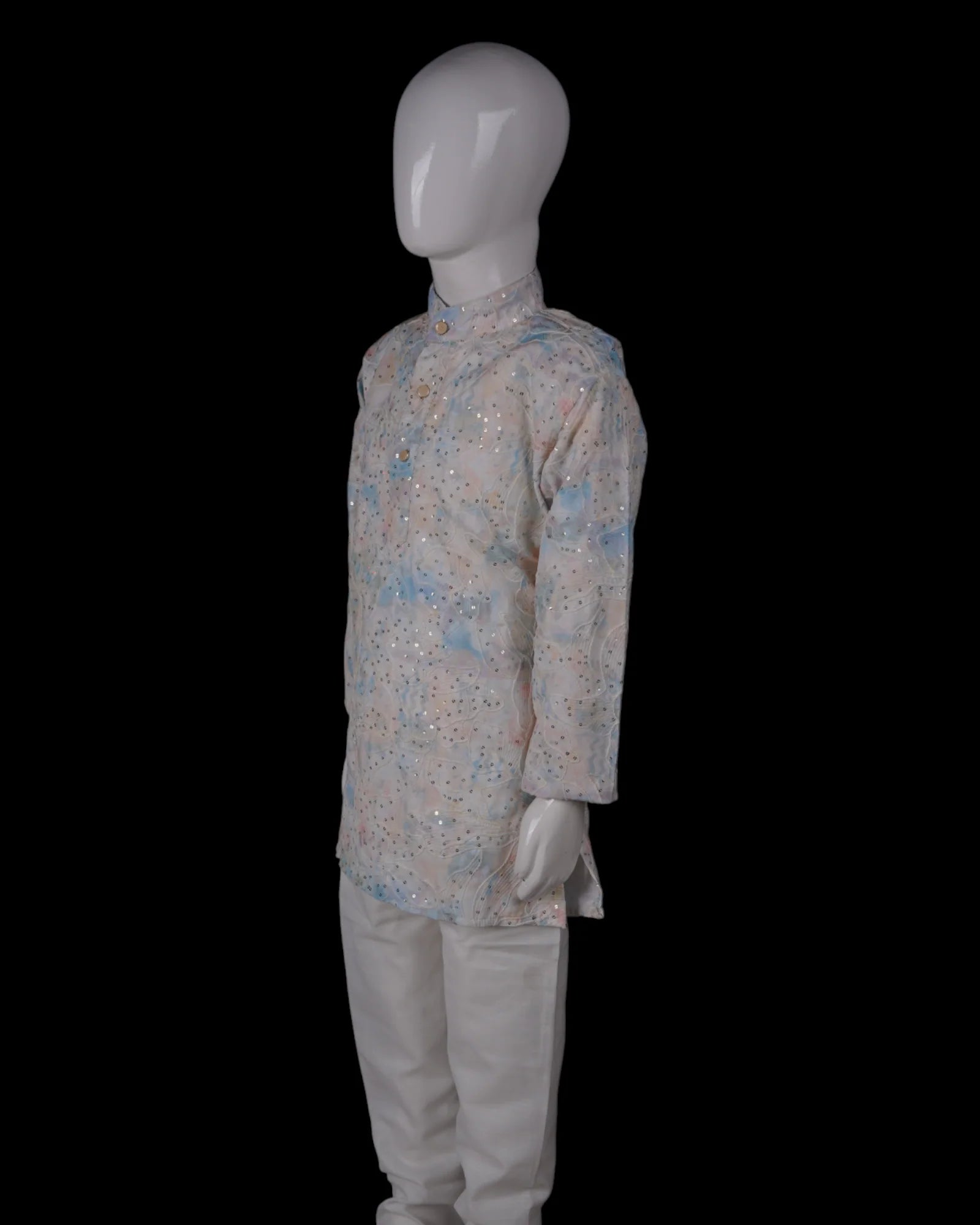 Blue Cotton Shibori Embroidered Kurta Pajama Set