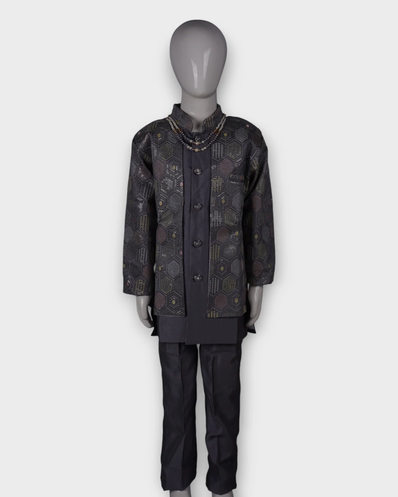 Transform your presence in this exquisite embroidered sherwani