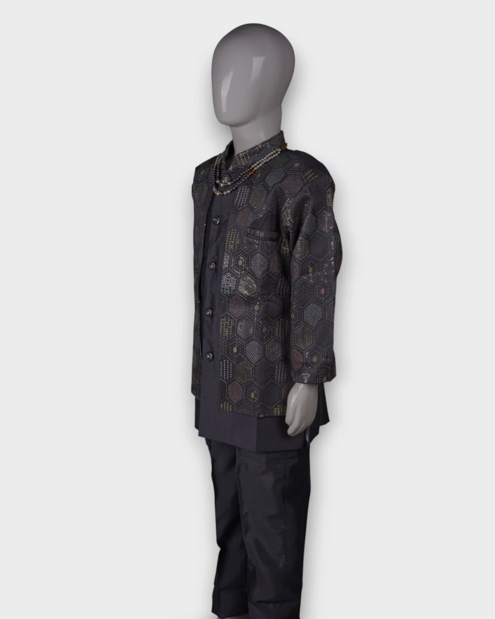 Transform your presence in this exquisite embroidered sherwani